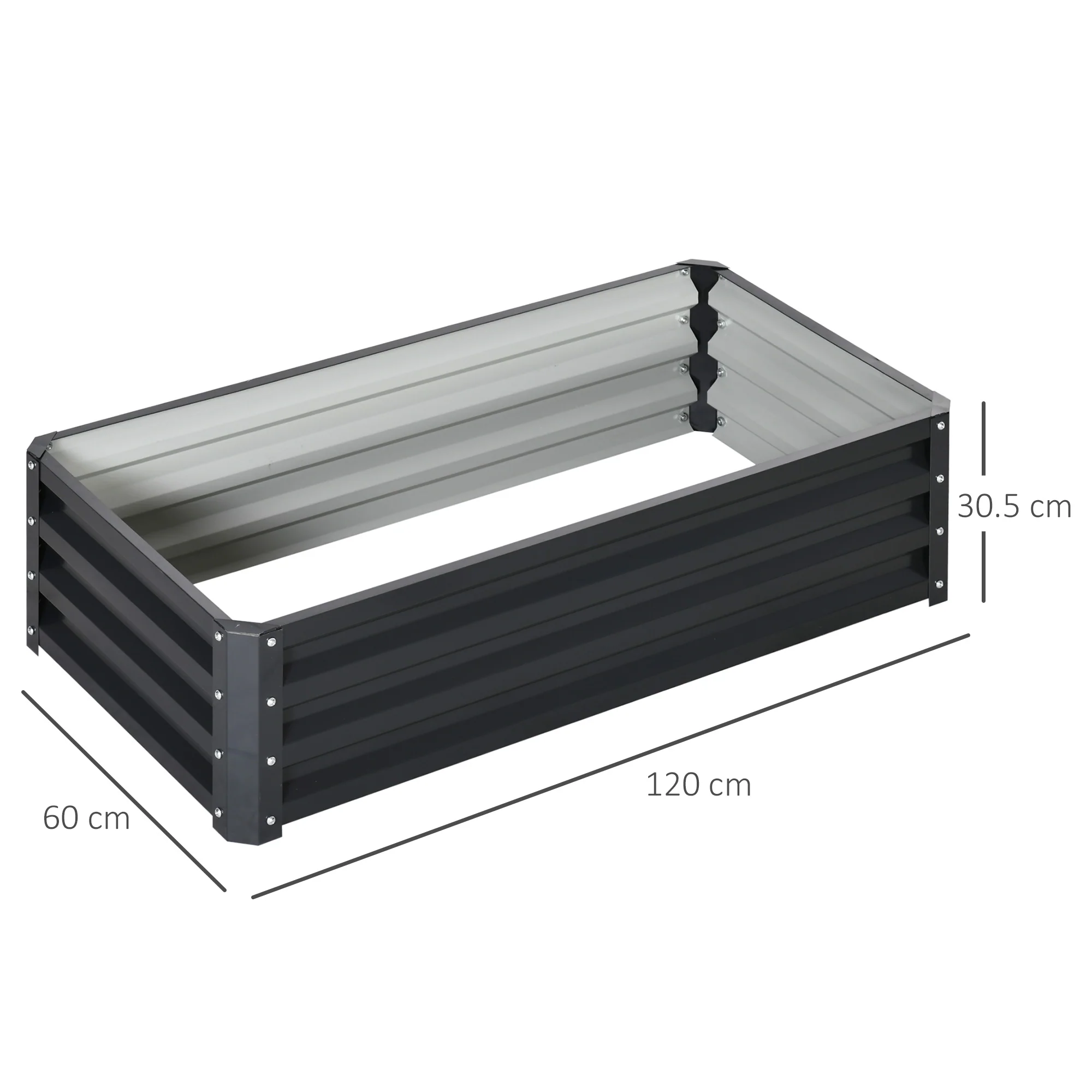 Outsunny Raised Garden Bed Elevated Planter Box for Flowers Grey - Image 5