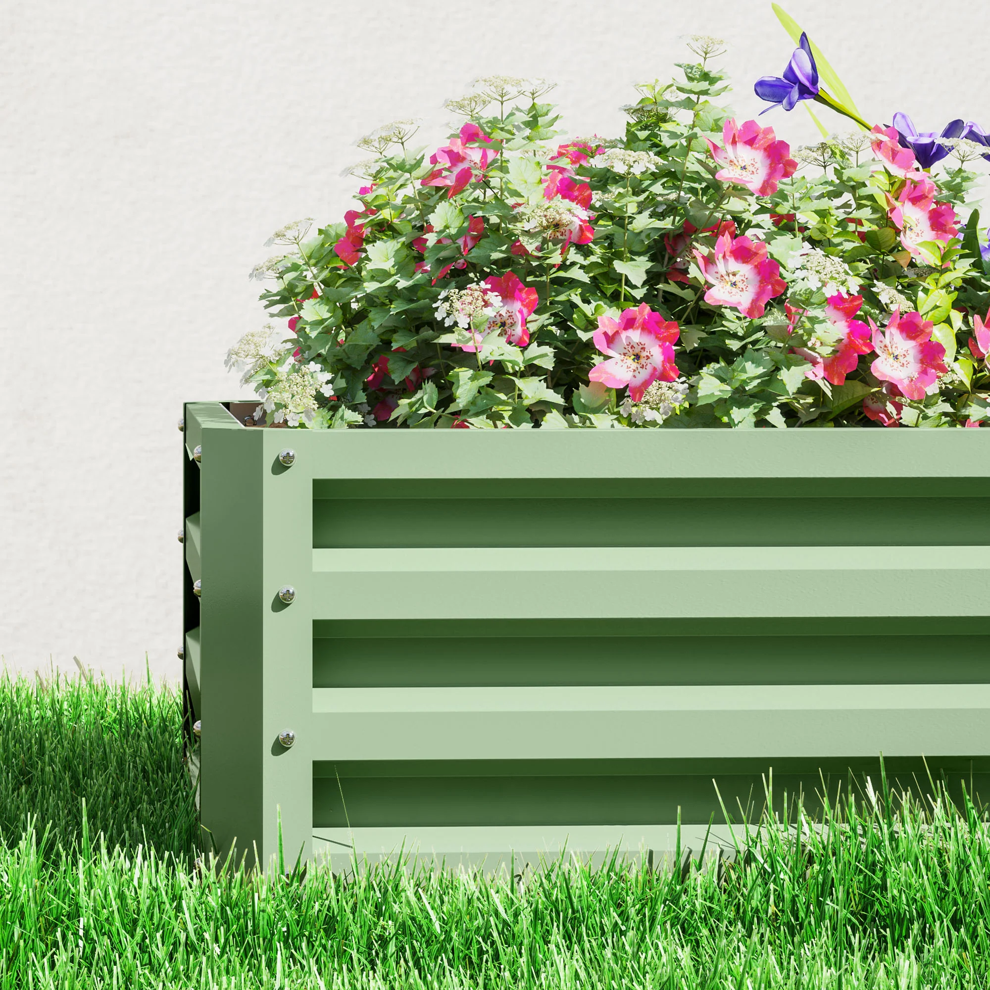 Outsunny Raised Garden Bed Elevated Planter Box for Flowers Light Green - Image 9