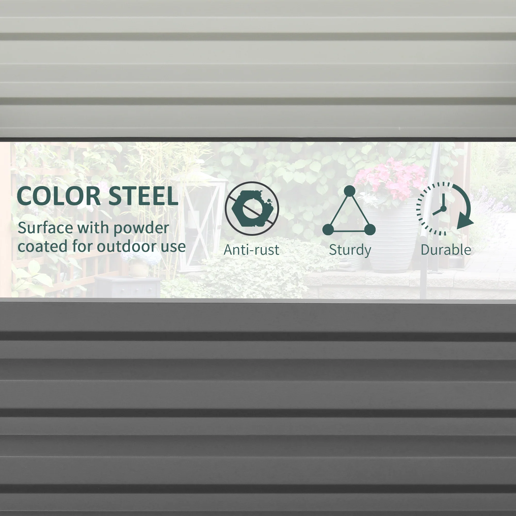 Outsunny Raised Garden Bed Metal Garden Flower Vegetable Planter Light Grey - Image 4