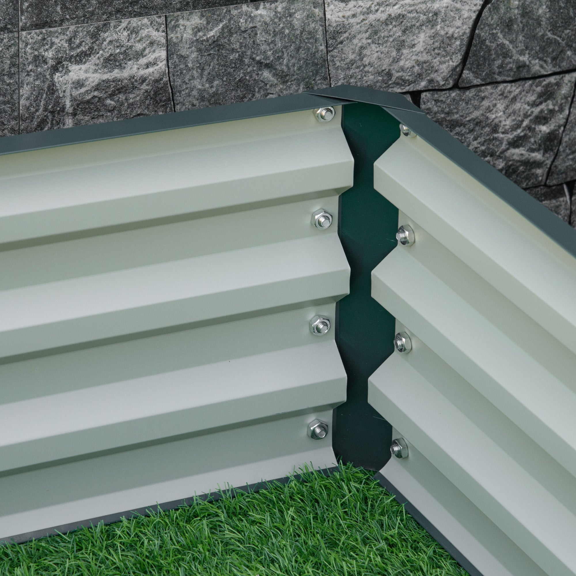 Outsunny Raised Garden Bed Metal Patio Backyard Flower Vegetable Planter Green - Image 8