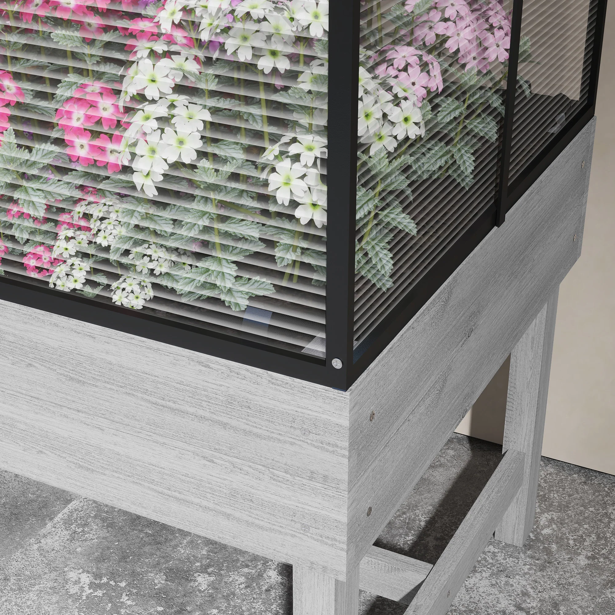 Outsunny Raised Garden Bed with Polycarbonate Panel and Top Vent for Vegetables - Image 8