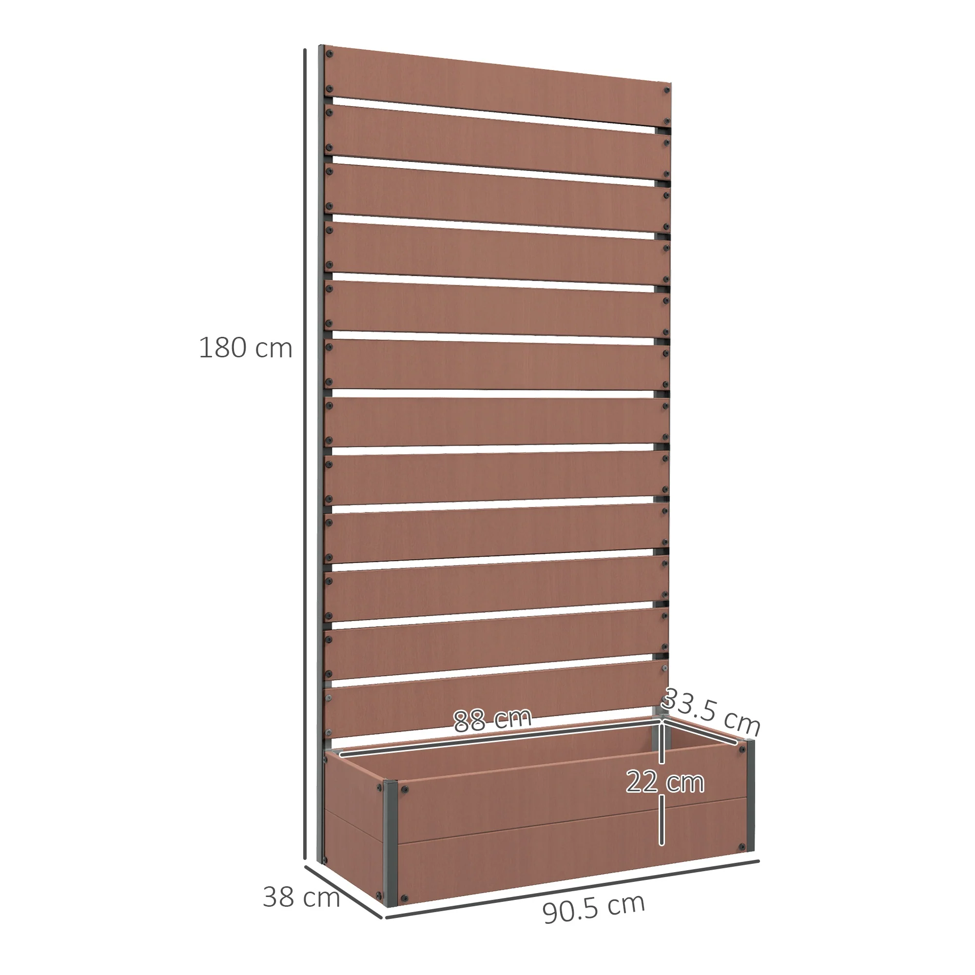 Outsunny Raised Garden Bed with Trellis Standing Patio Planter Box Light Brown - Image 5