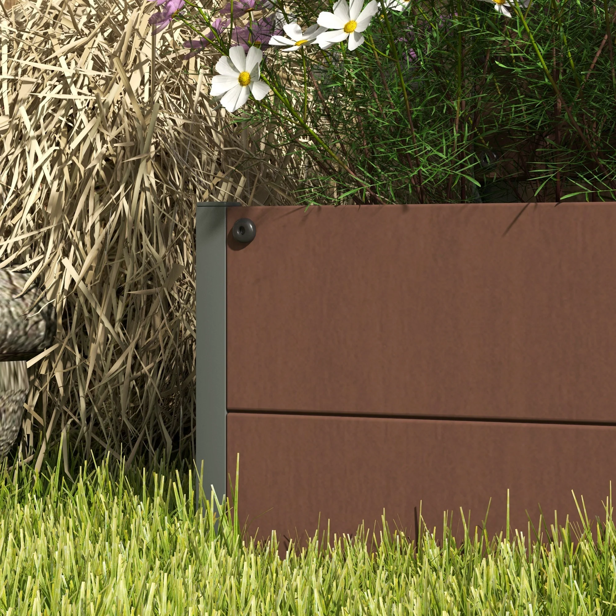 Outsunny Raised Garden Bed with Trellis Standing Patio Planter Box Light Brown - Image 9