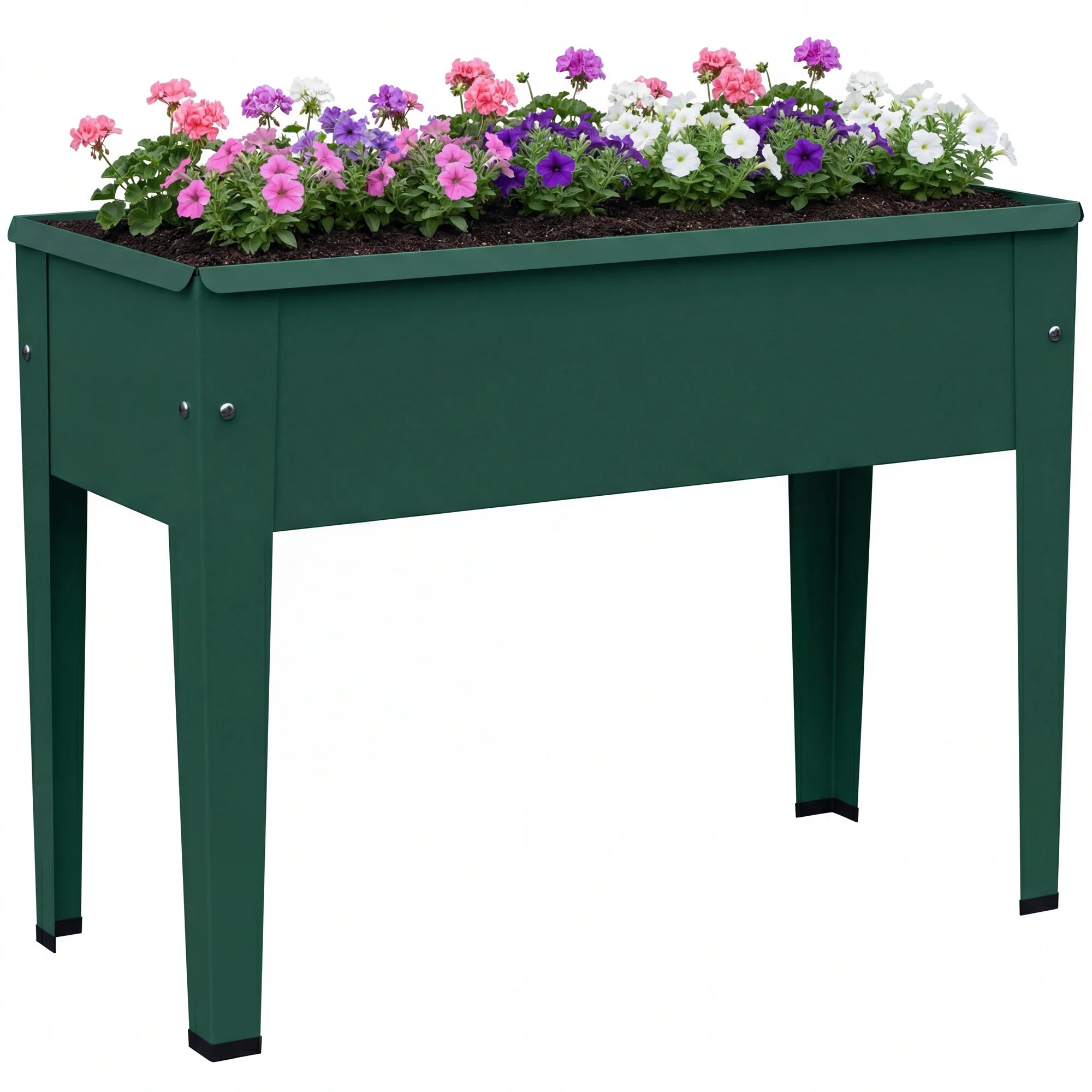 Outsunny Raised Planter, Metal Raised Garden Bed on Legs with Drainage Hole