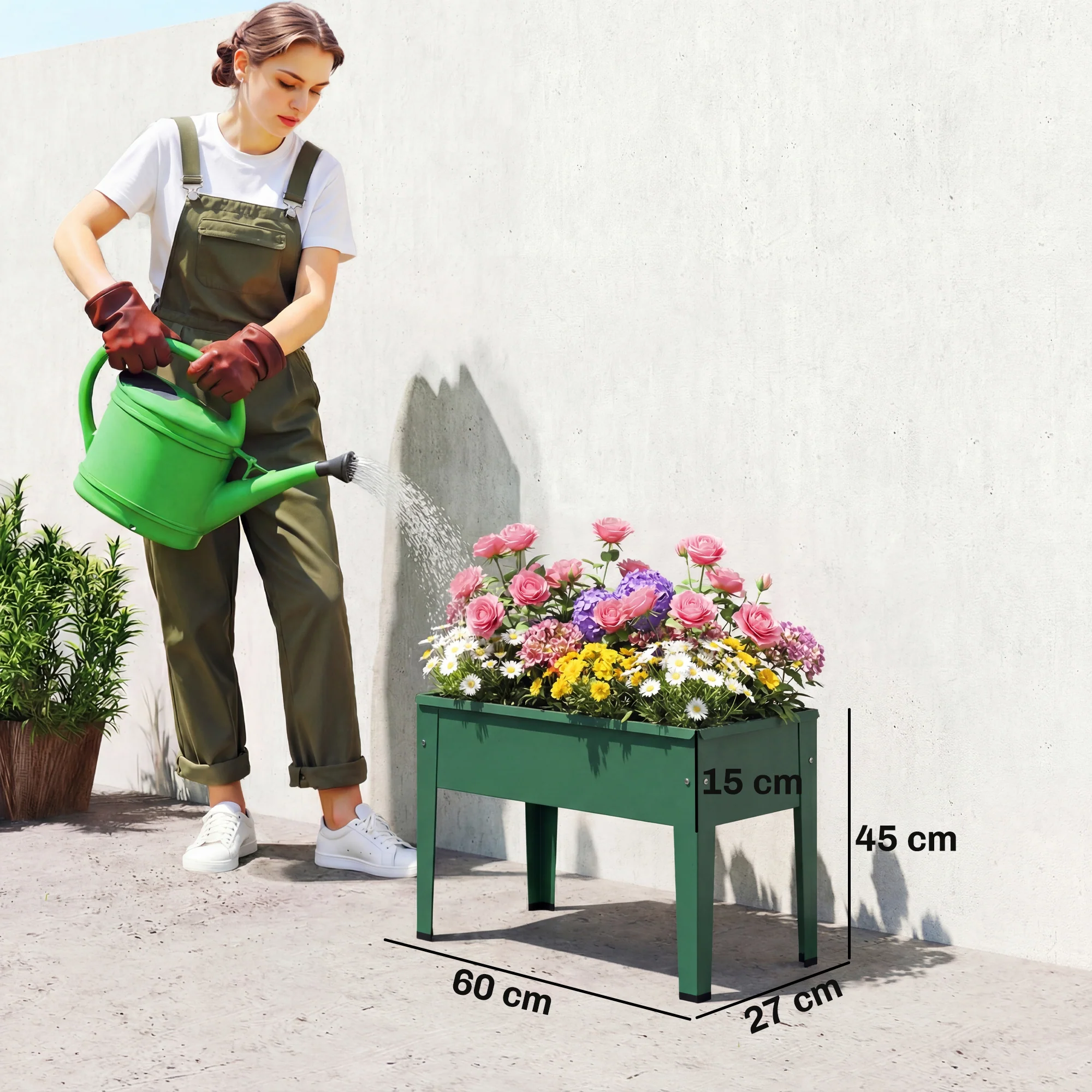 Outsunny Raised Planter, Metal Raised Garden Bed on Legs with Drainage Hole - Image 3