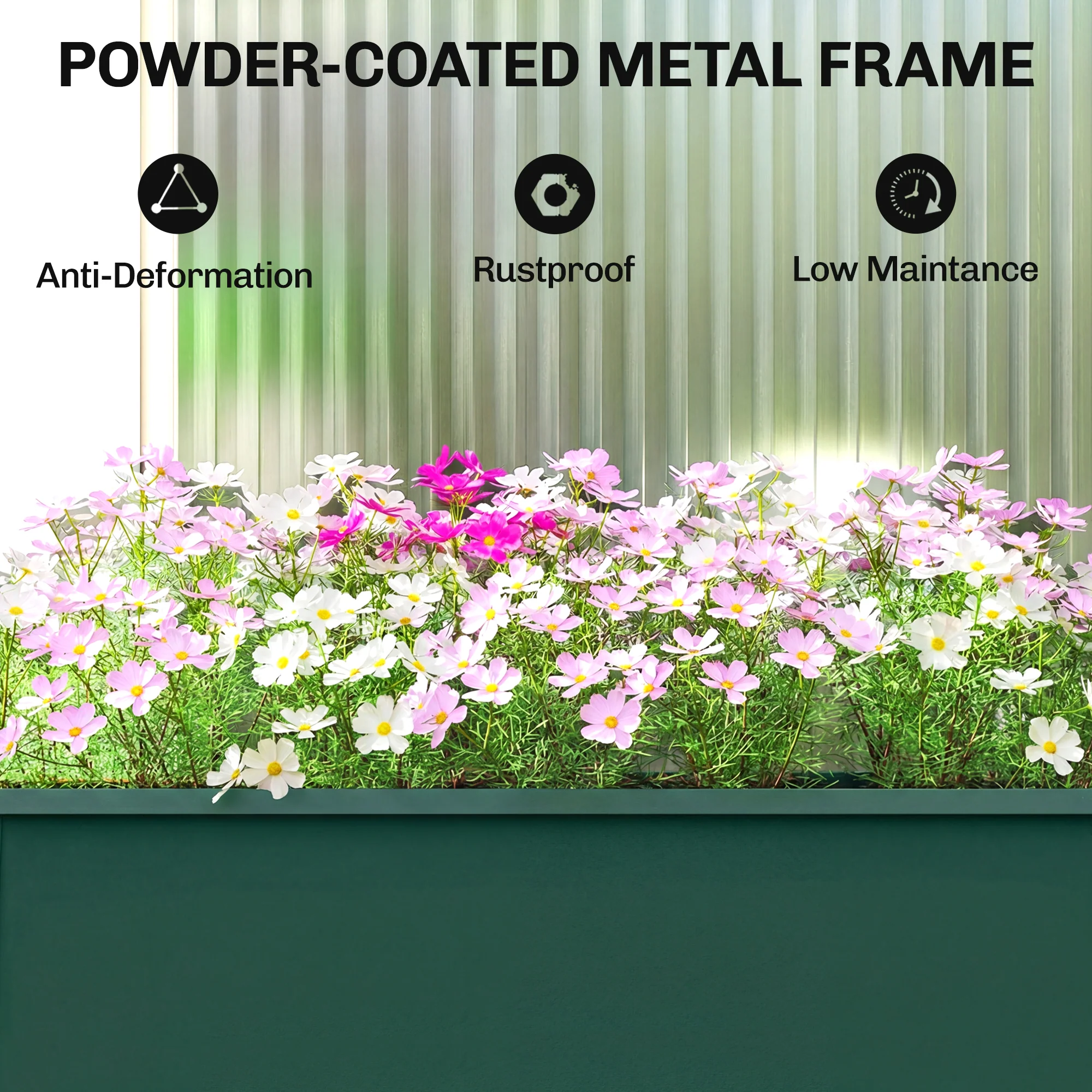 Outsunny Raised Planter, Metal Raised Garden Bed on Legs with Drainage Hole - Image 5