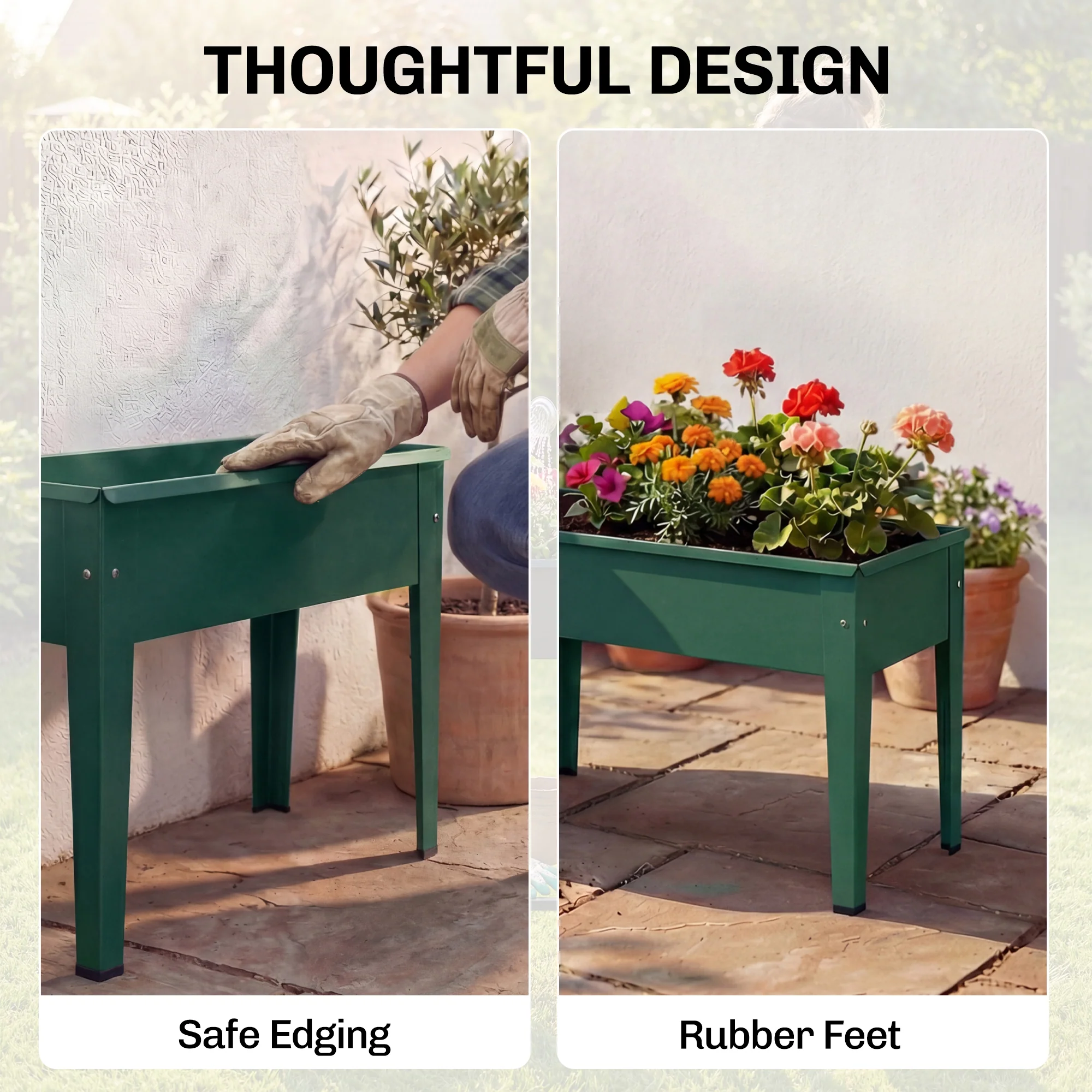 Outsunny Raised Planter, Metal Raised Garden Bed on Legs with Drainage Hole - Image 6