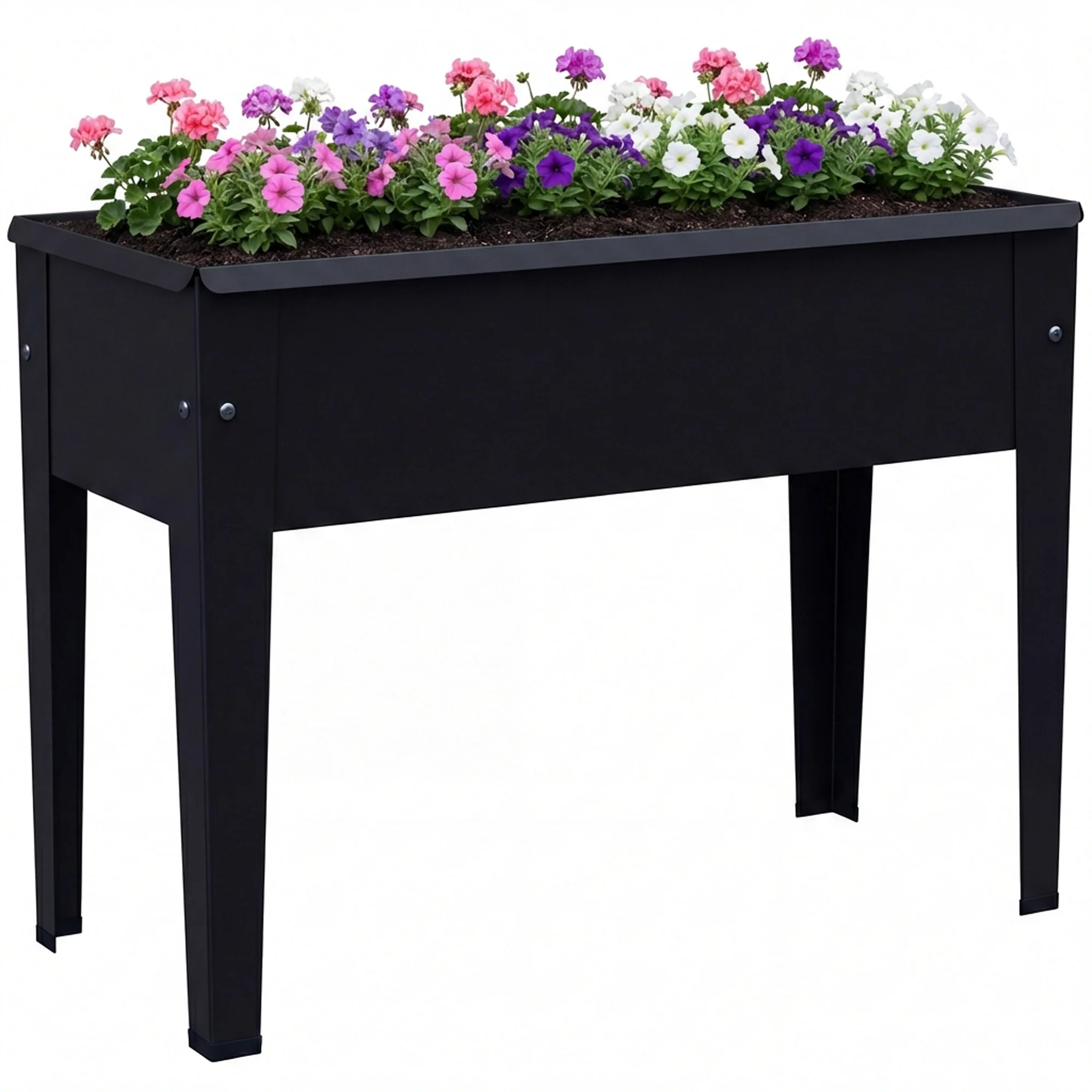 Outsunny Raised Planter, Metal Raised Garden Bed on Legs with Drainage Hole