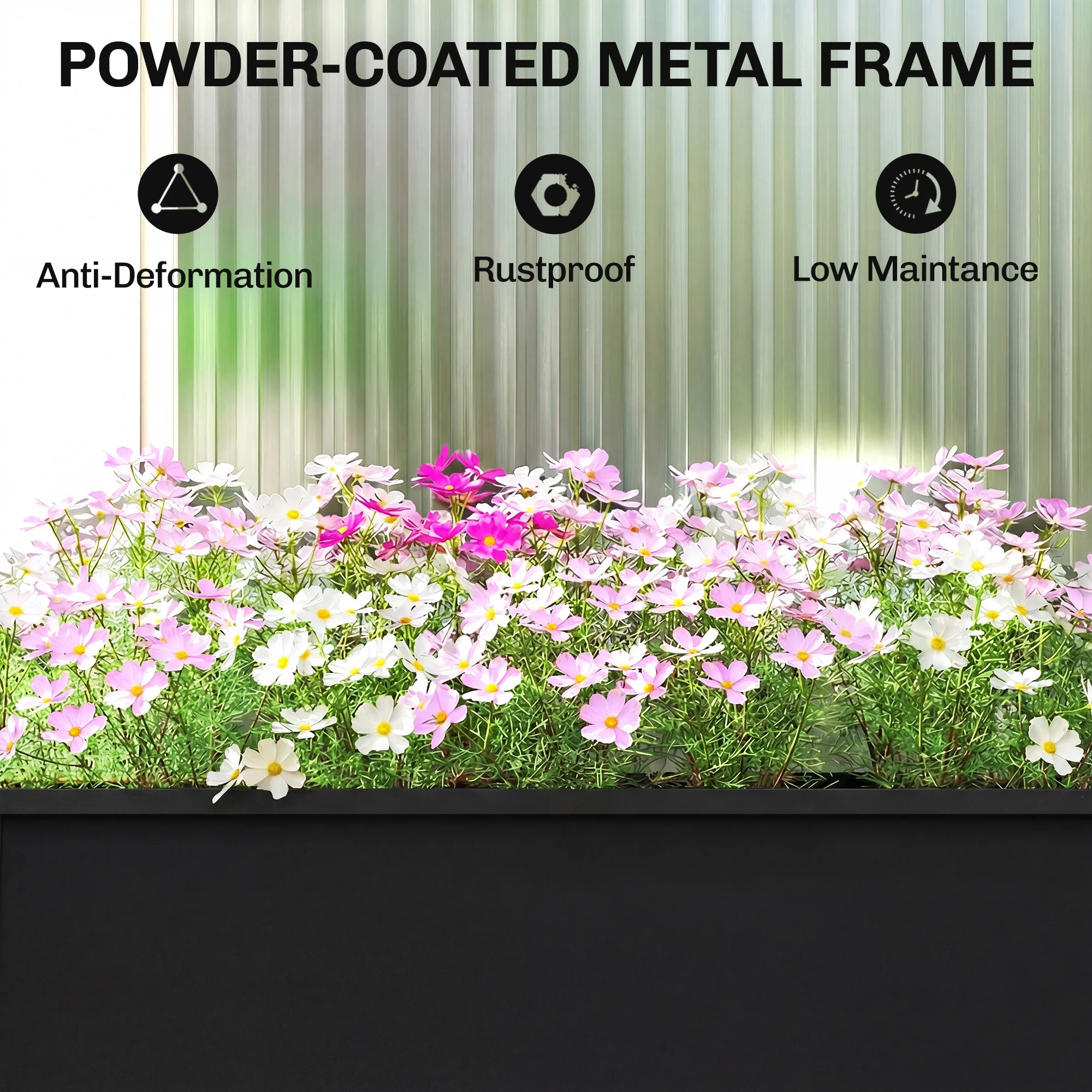 Outsunny Raised Planter, Metal Raised Garden Bed on Legs with Drainage Hole - Image 5