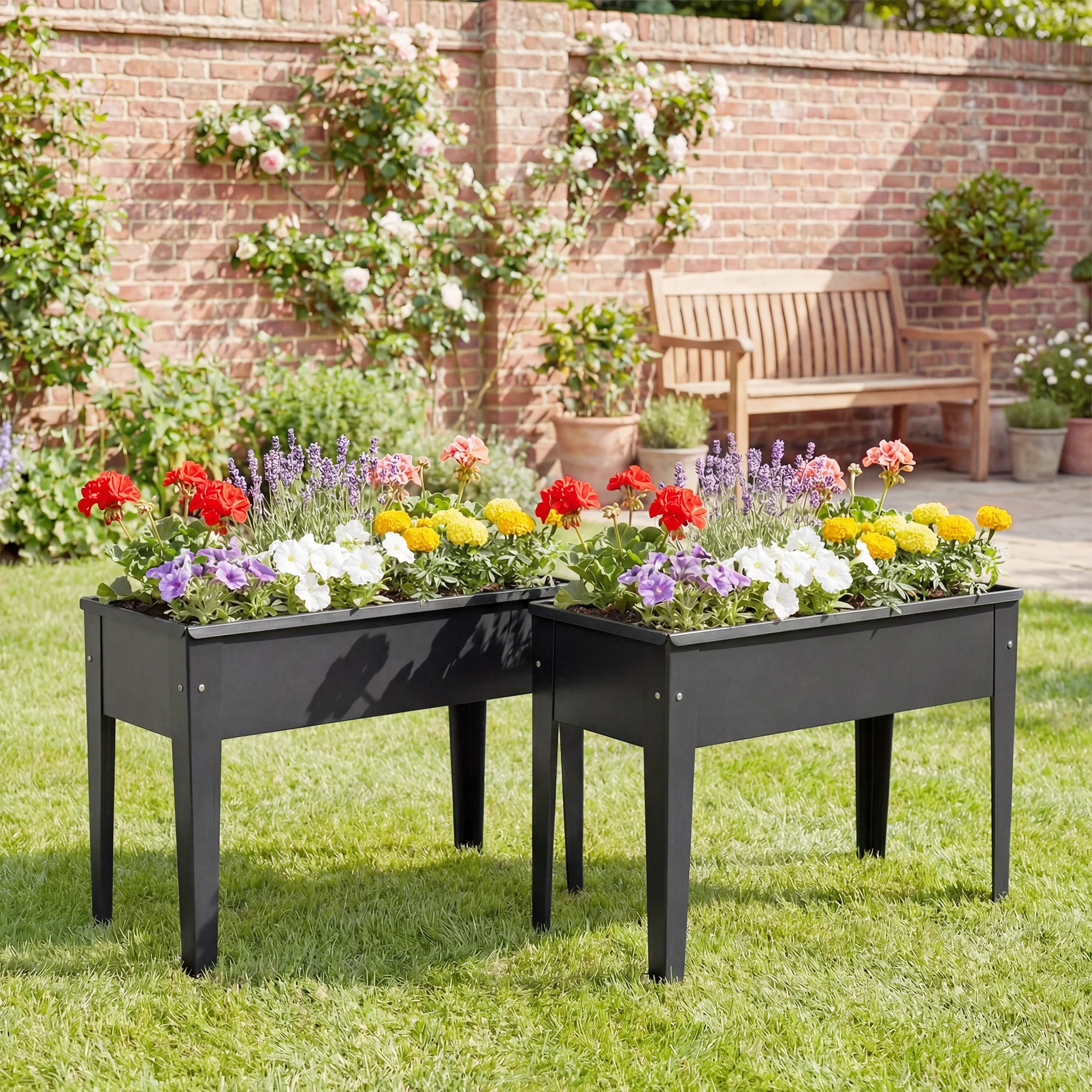 Outsunny Raised Planter, Metal Raised Garden Bed on Legs with Drainage Hole - Image 7