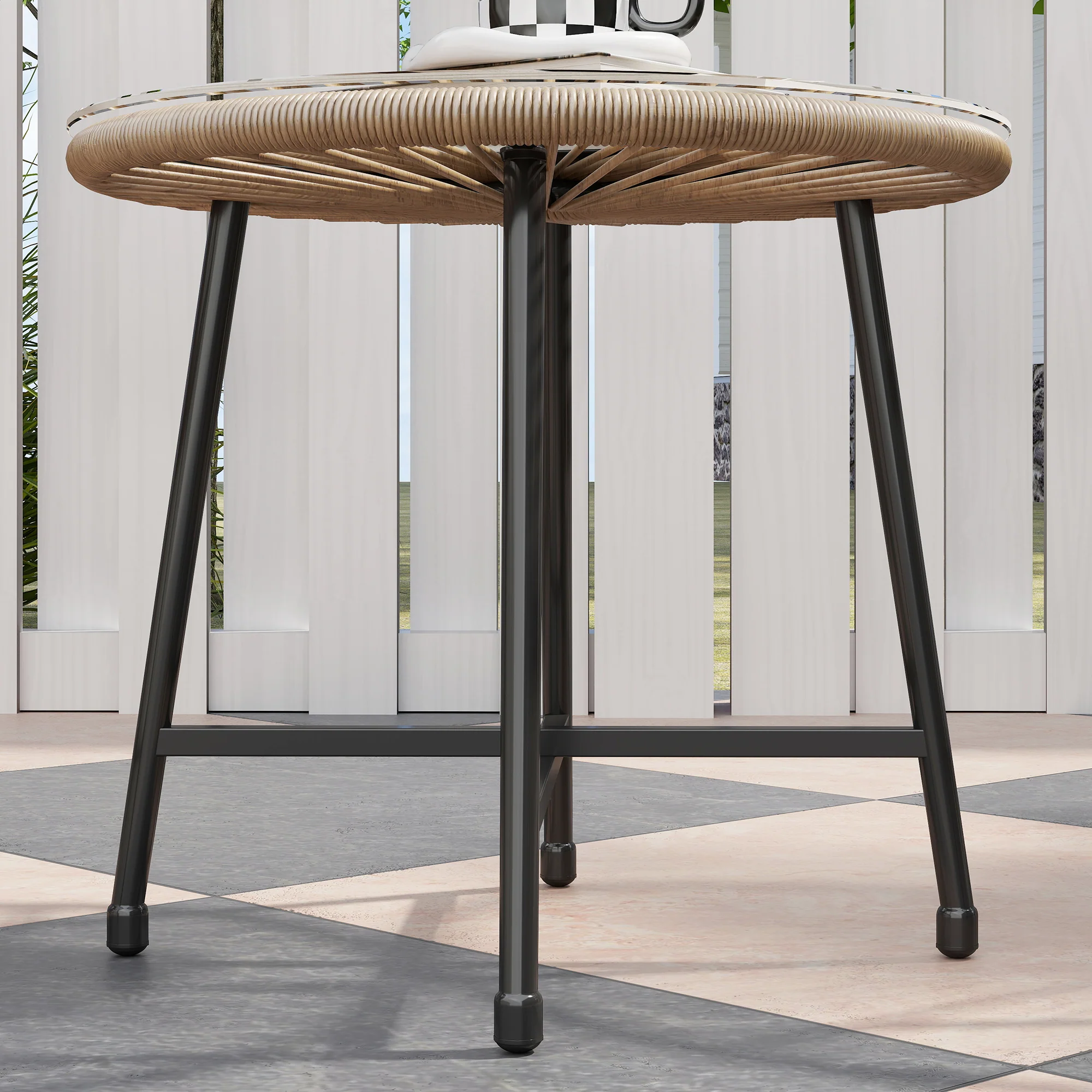 Outsunny Rattan Bistro Set, Cushioned Acapulco Chairs, Glass Table - Image 18