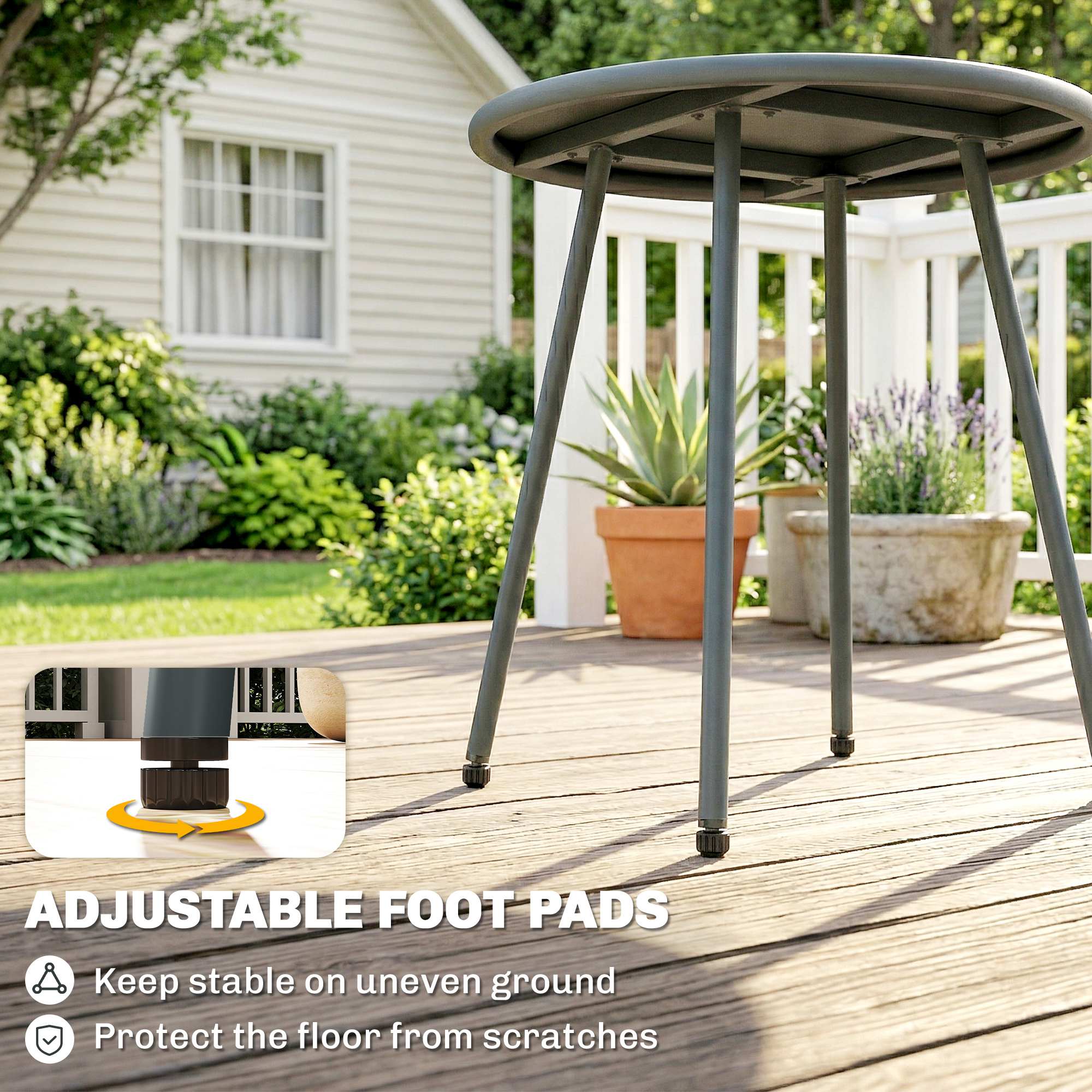 Outsunny Rattan Bistro Set with 2 Chairs & Round Table for Patio, Dark Grey - Image 7