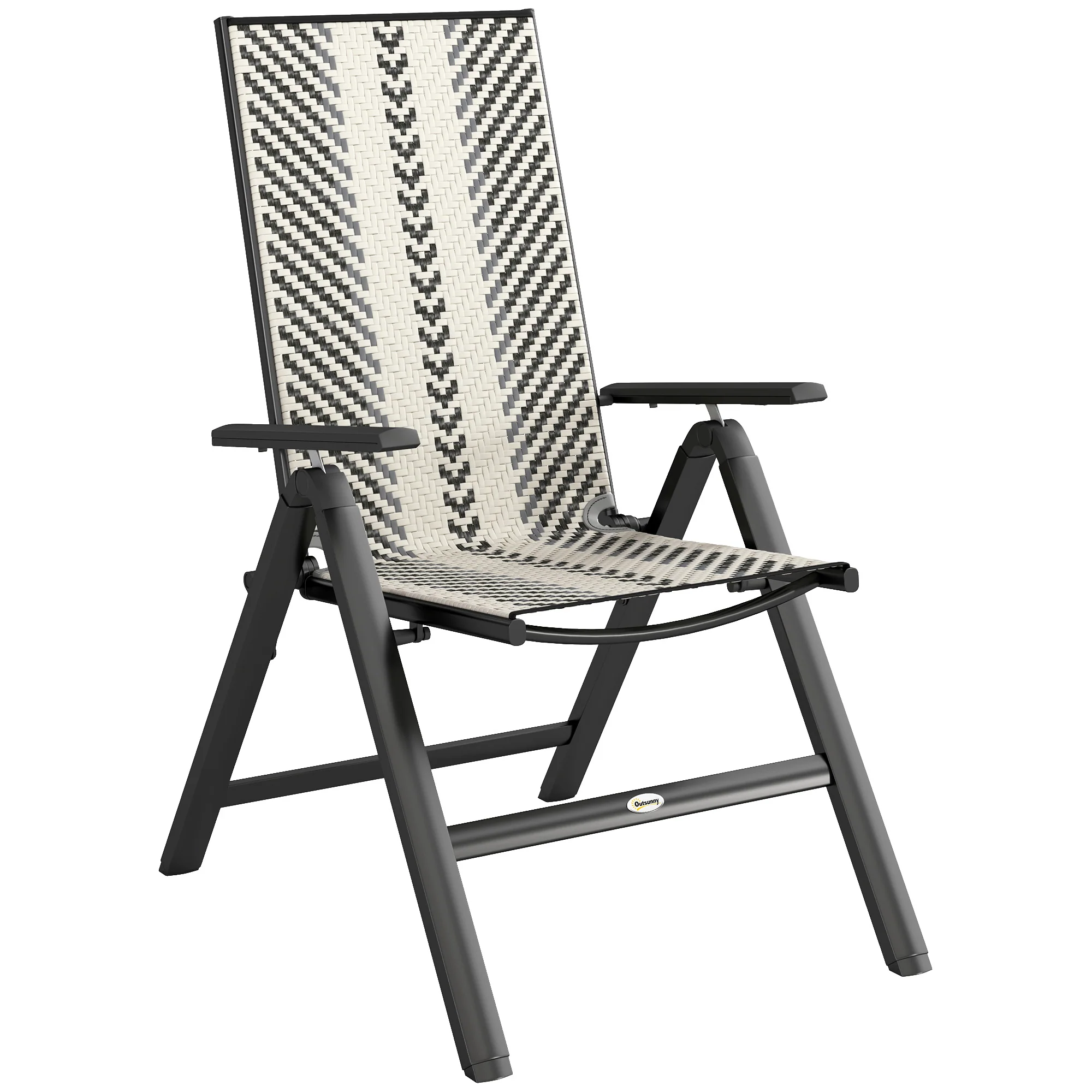 Outsunny Rattan Folding Chair w/ 5-Position Adjustable Backrest - Image 10