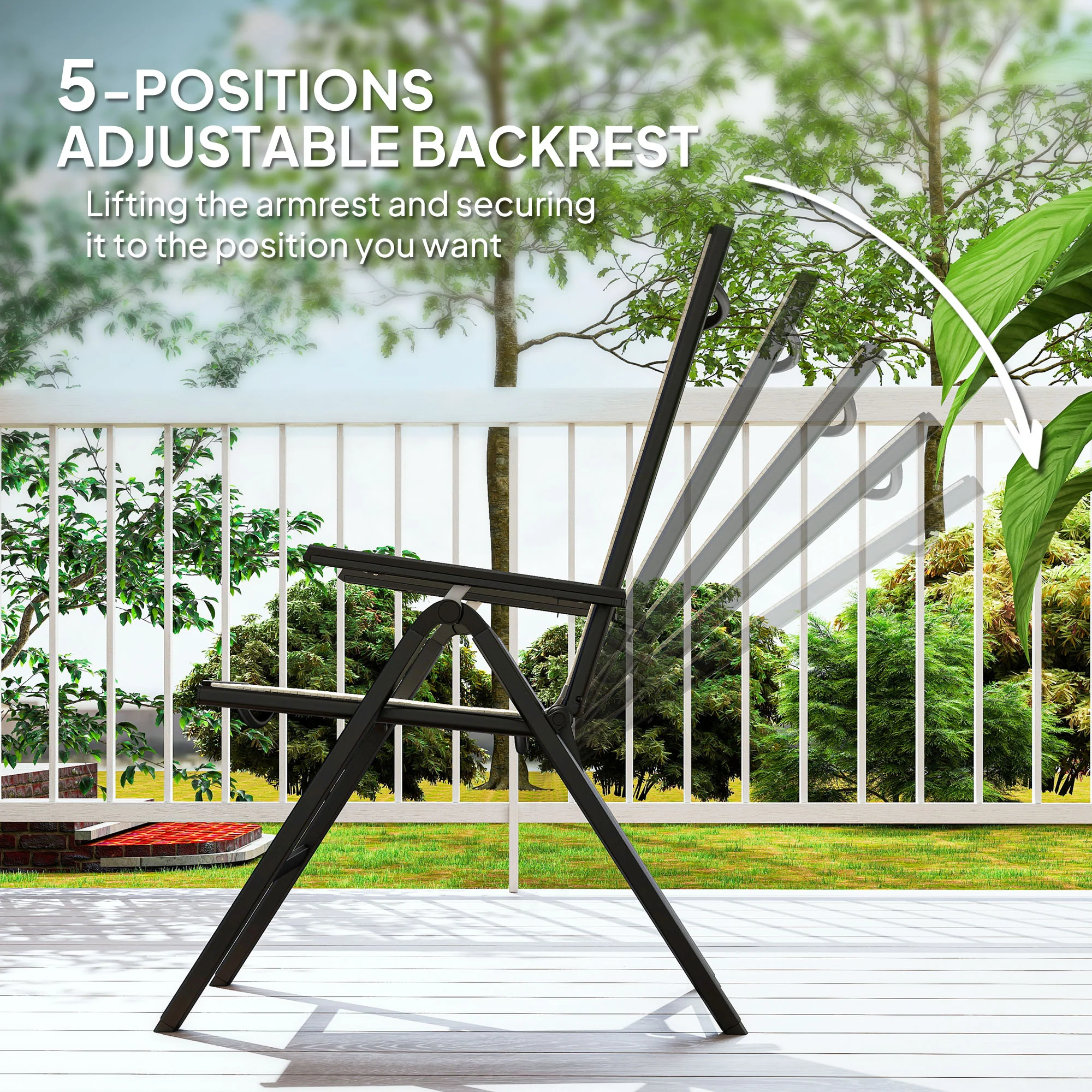 Outsunny Rattan Folding Chair w/ 5-Position Adjustable Backrest - Image 21