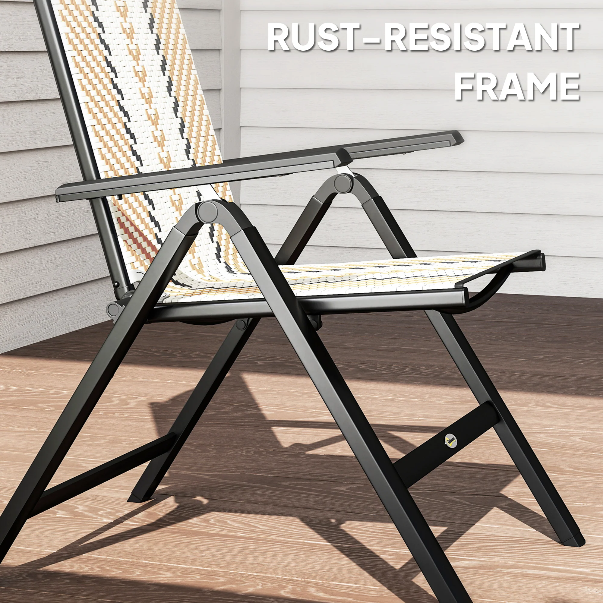 Outsunny Rattan Folding Chair w/ 5-Position Adjustable Backrest - Image 26