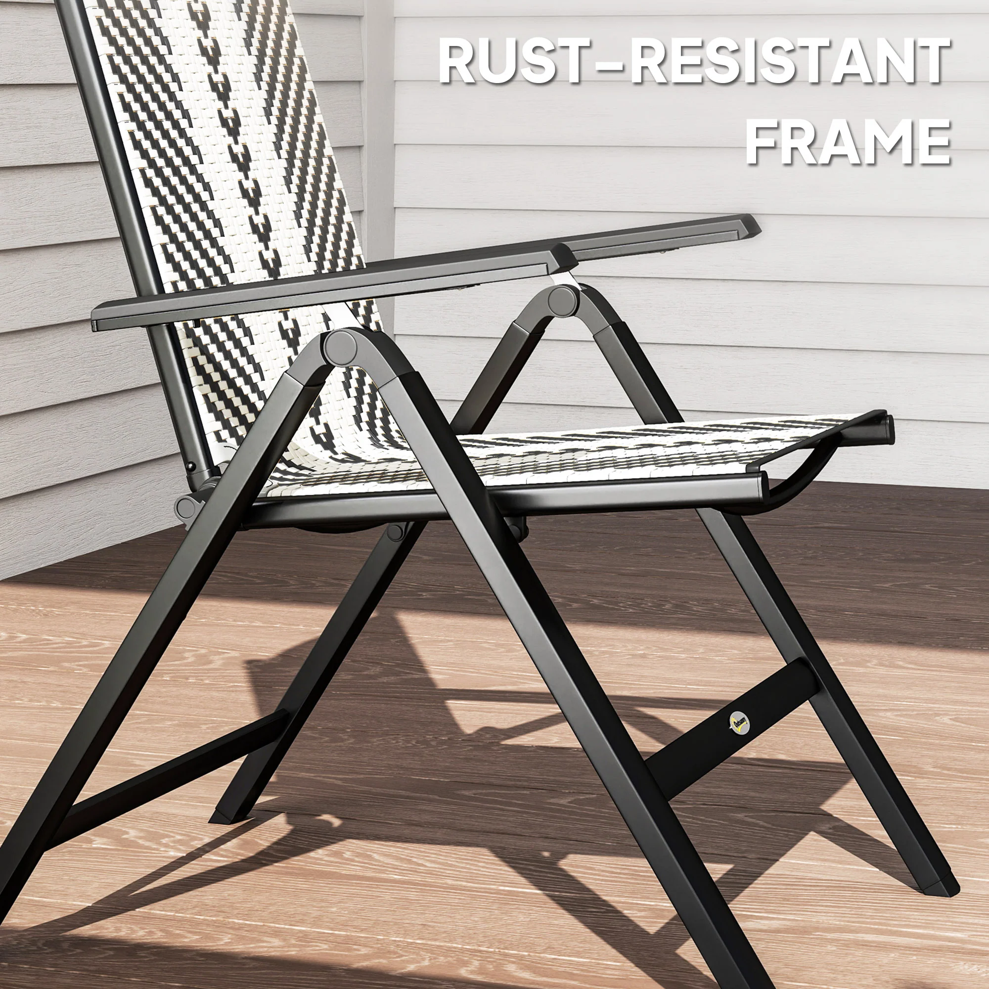 Outsunny Rattan Folding Chair w/ 5-Position Adjustable Backrest - Image 8