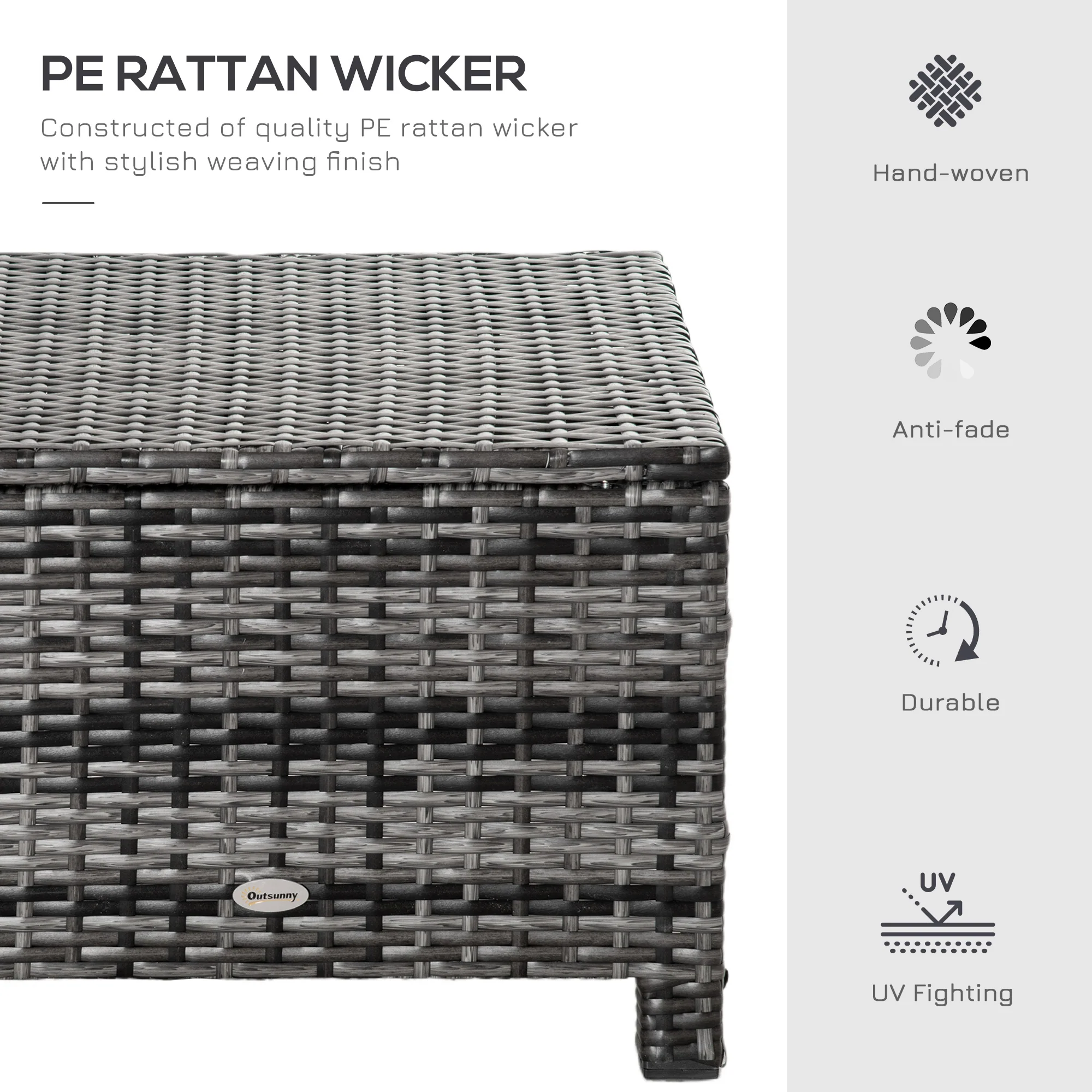 Outsunny Rattan Footstool Wicker Ottoman w/ Padded Seat for Backyard Garden - Image 3