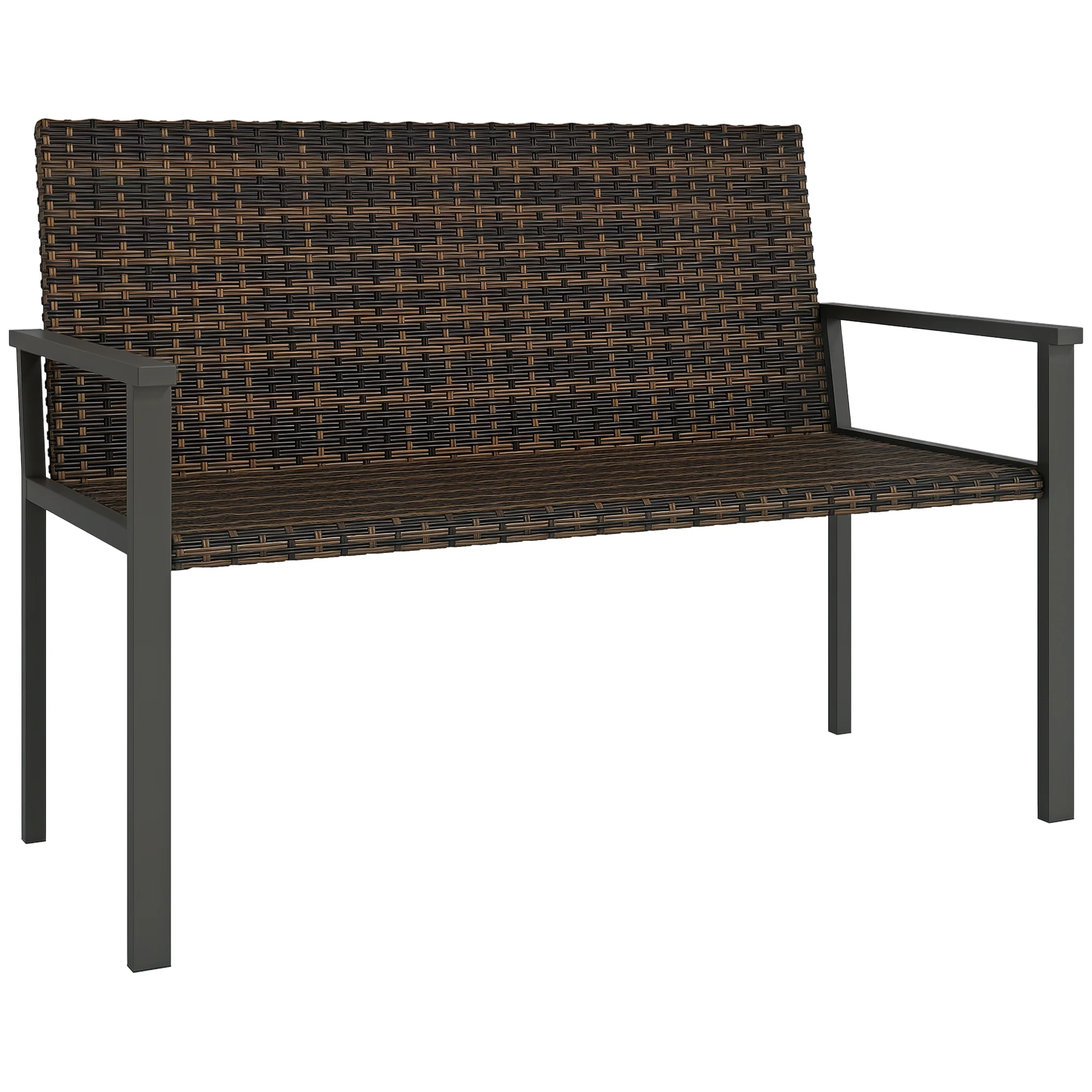 Outsunny Rattan Garden Bench Loveseat with Quick-Drying Padding - Image 10