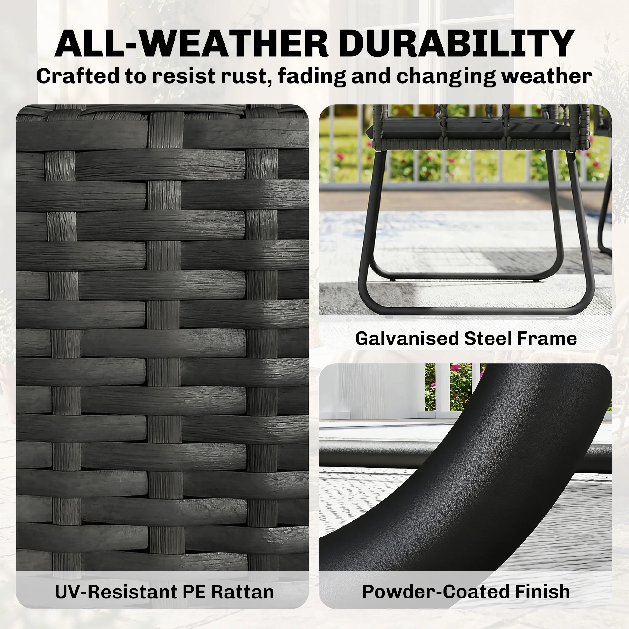 Outsunny Rattan Garden Furniture Set, 4 Piece Outdoor Patio Furniture - Image 4