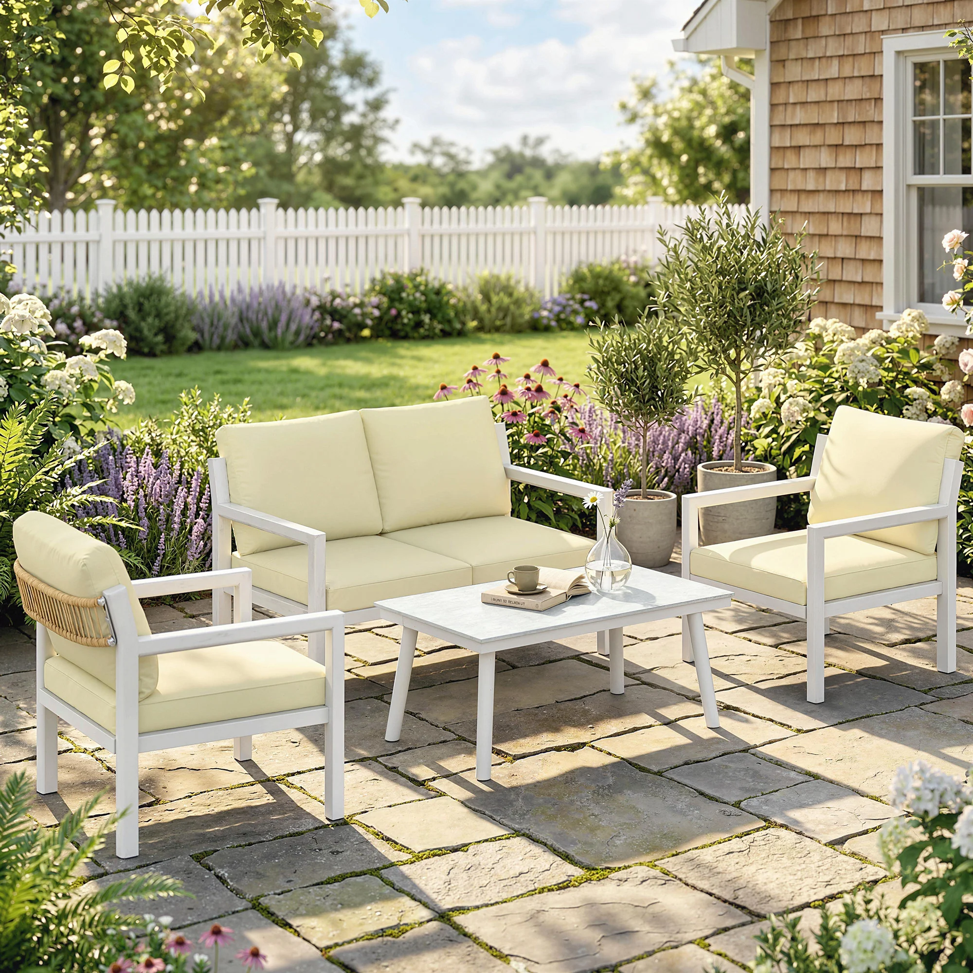 Outsunny Rattan Garden Furniture Set, Outdoor Furniture Conversation Set - Image 2