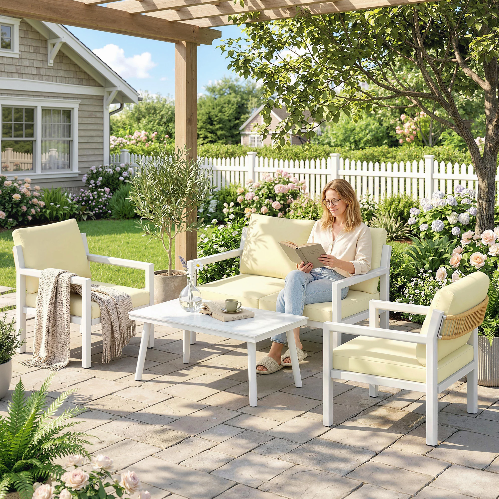 Outsunny Rattan Garden Furniture Set, Outdoor Furniture Conversation Set - Image 8