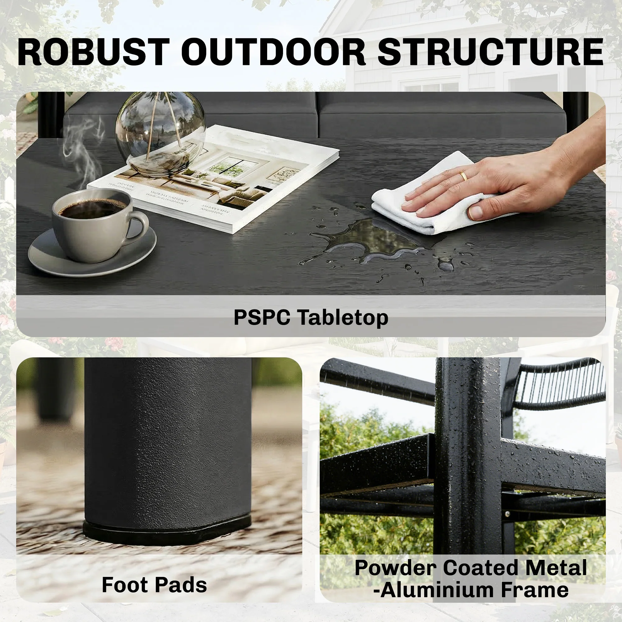 Outsunny Rattan Garden Furniture Set, Outdoor Furniture Conversation Set - Image 7