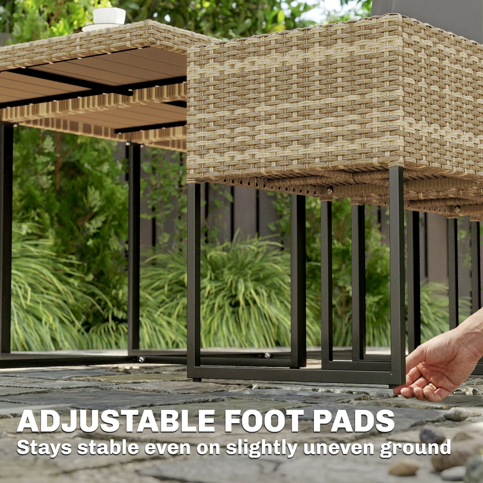 Outsunny Rattan Garden Furniture Set, Rattan Table And Chairs With Cushions - Image 9