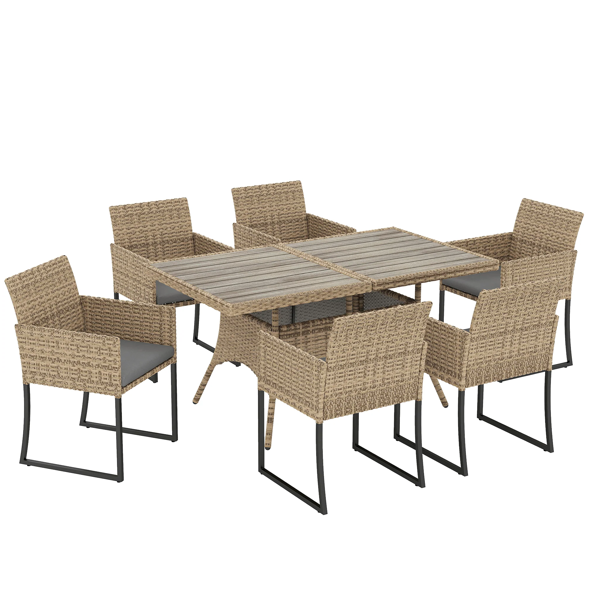 Outsunny Rattan Garden Furniture Set, Rattan Table And Chairs With Cushions