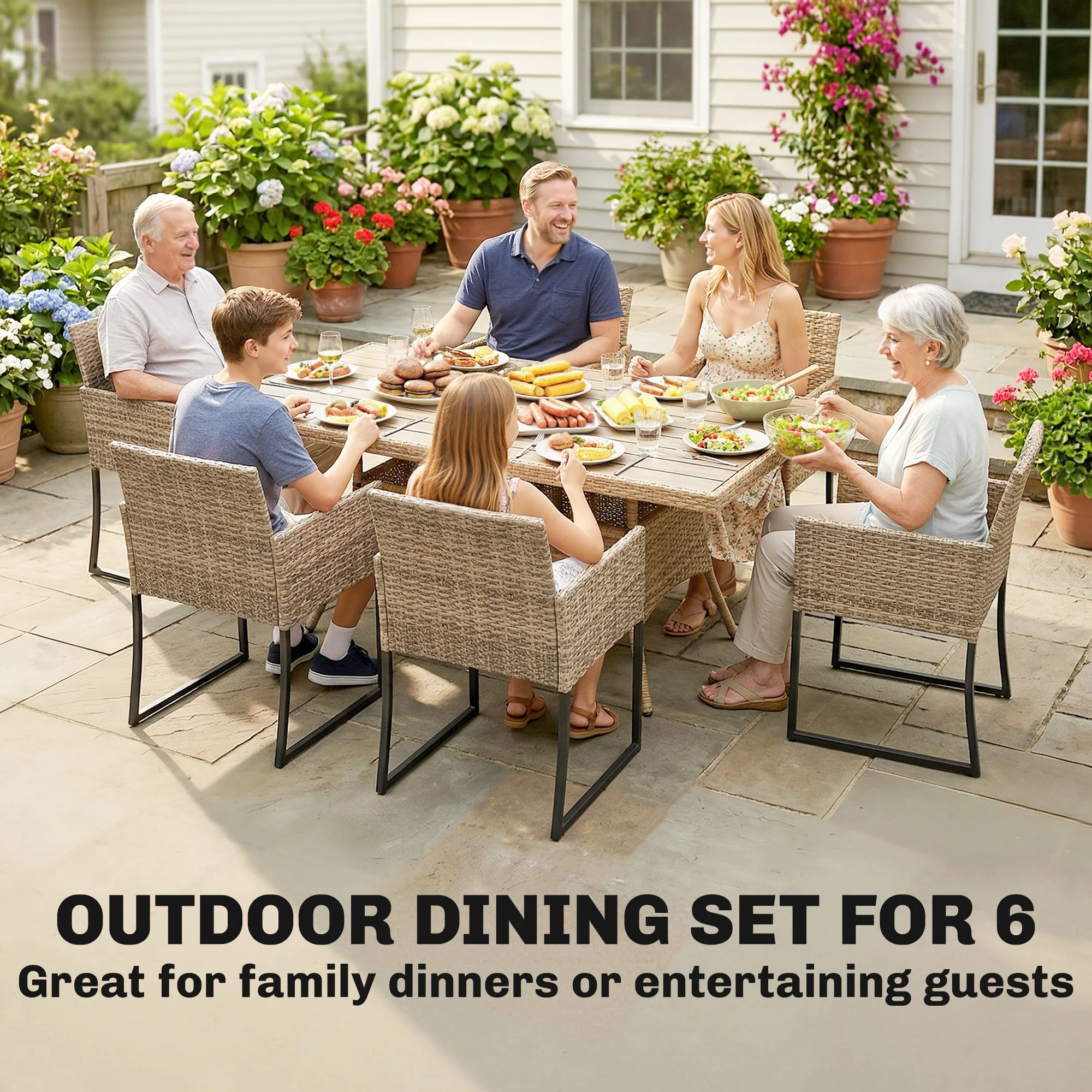 Outsunny Rattan Garden Furniture Set, Rattan Table And Chairs With Cushions - Image 3