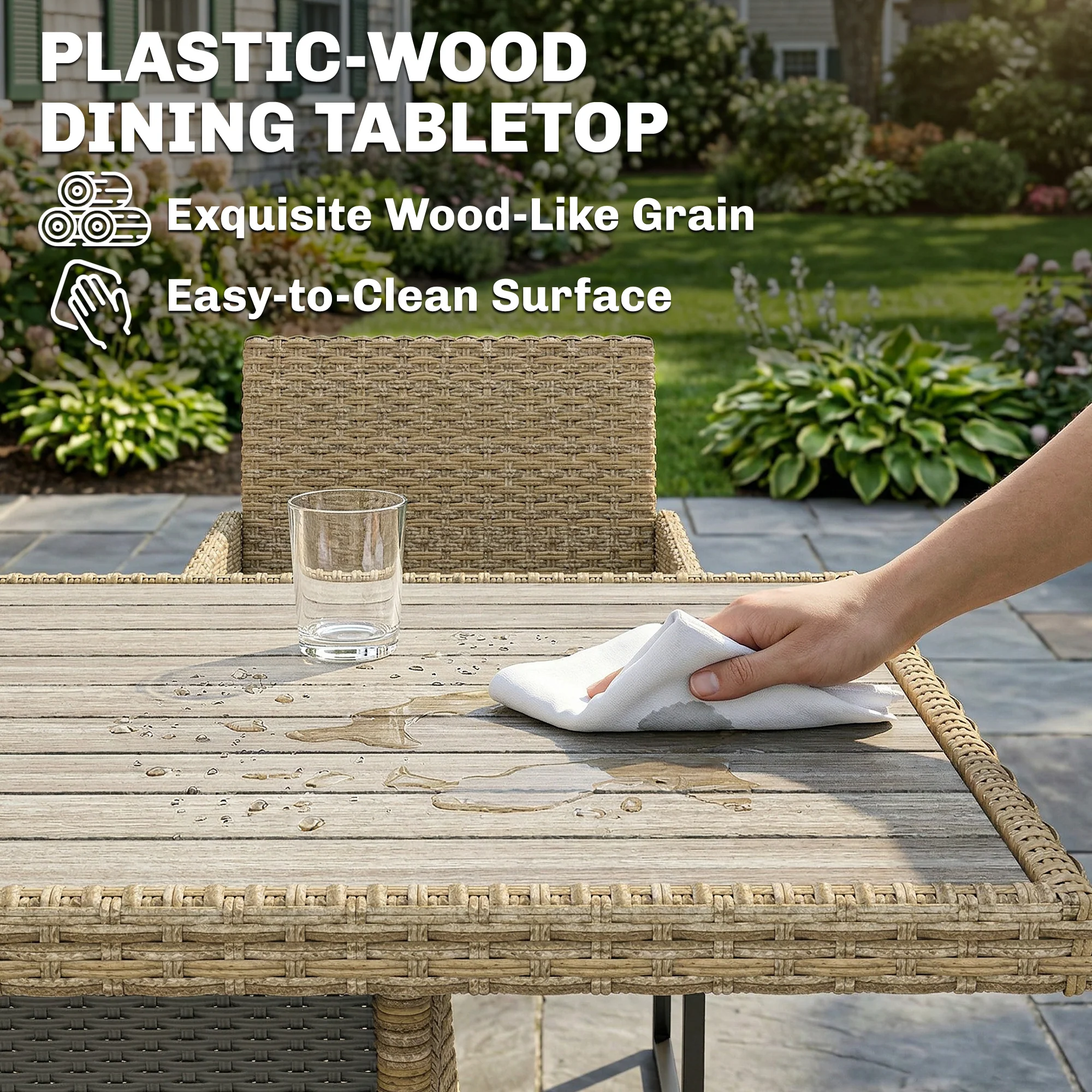 Outsunny Rattan Garden Furniture Set, Rattan Table And Chairs With Cushions - Image 6