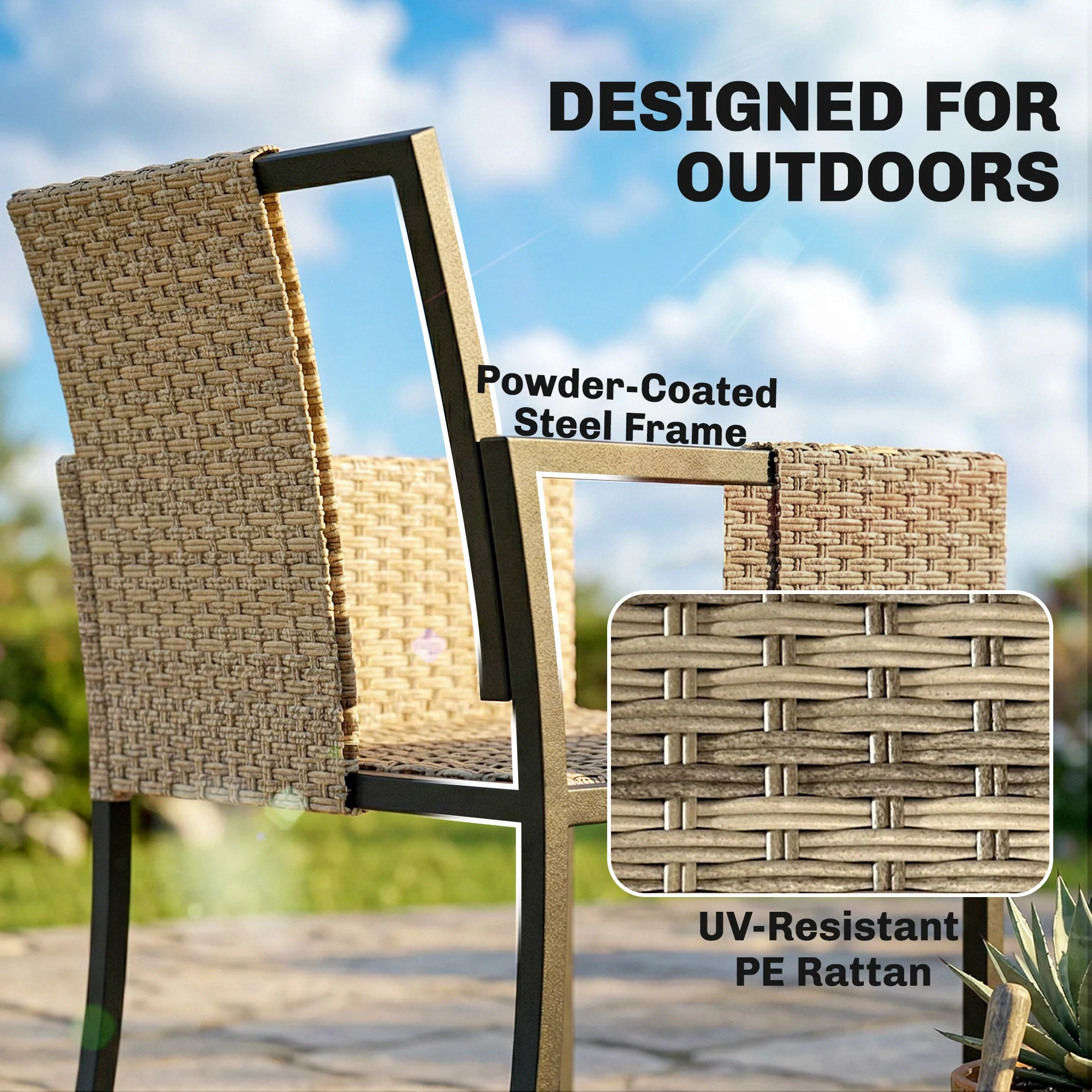 Outsunny Rattan Garden Furniture Set, Rattan Table And Chairs With Cushions - Image 7