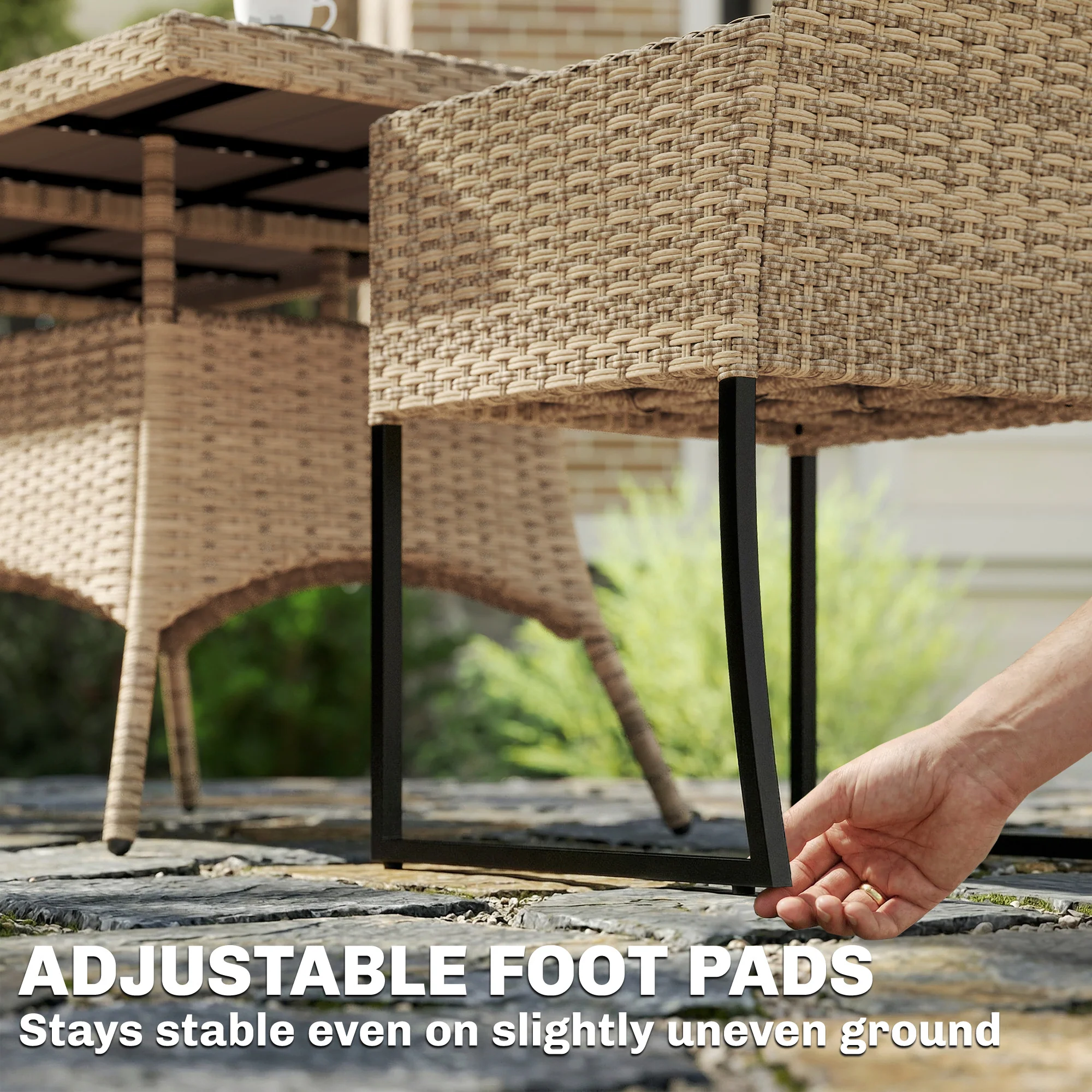 Outsunny Rattan Garden Furniture Set, Rattan Table And Chairs With Cushions - Image 9