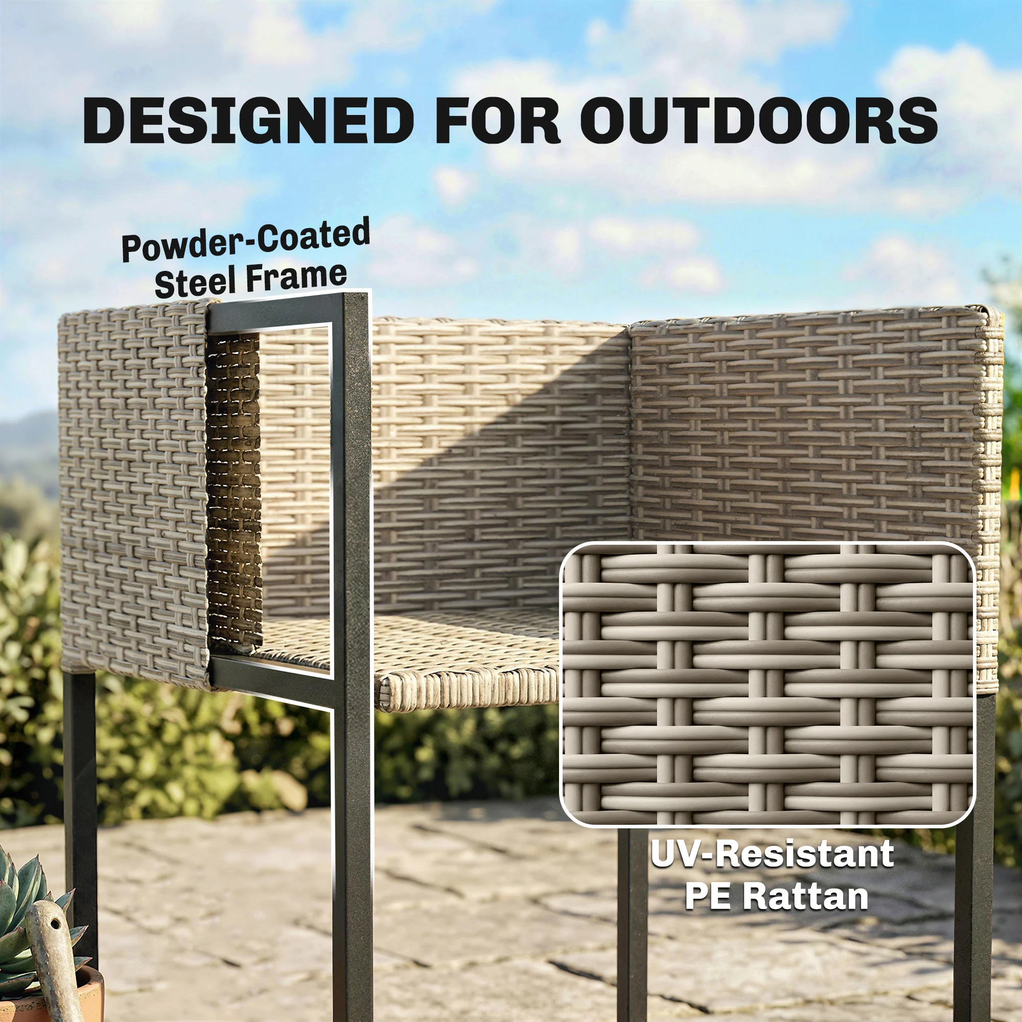 Outsunny Rattan Garden Furniture Set, Rattan Table and Chairs with Cushions - Image 7