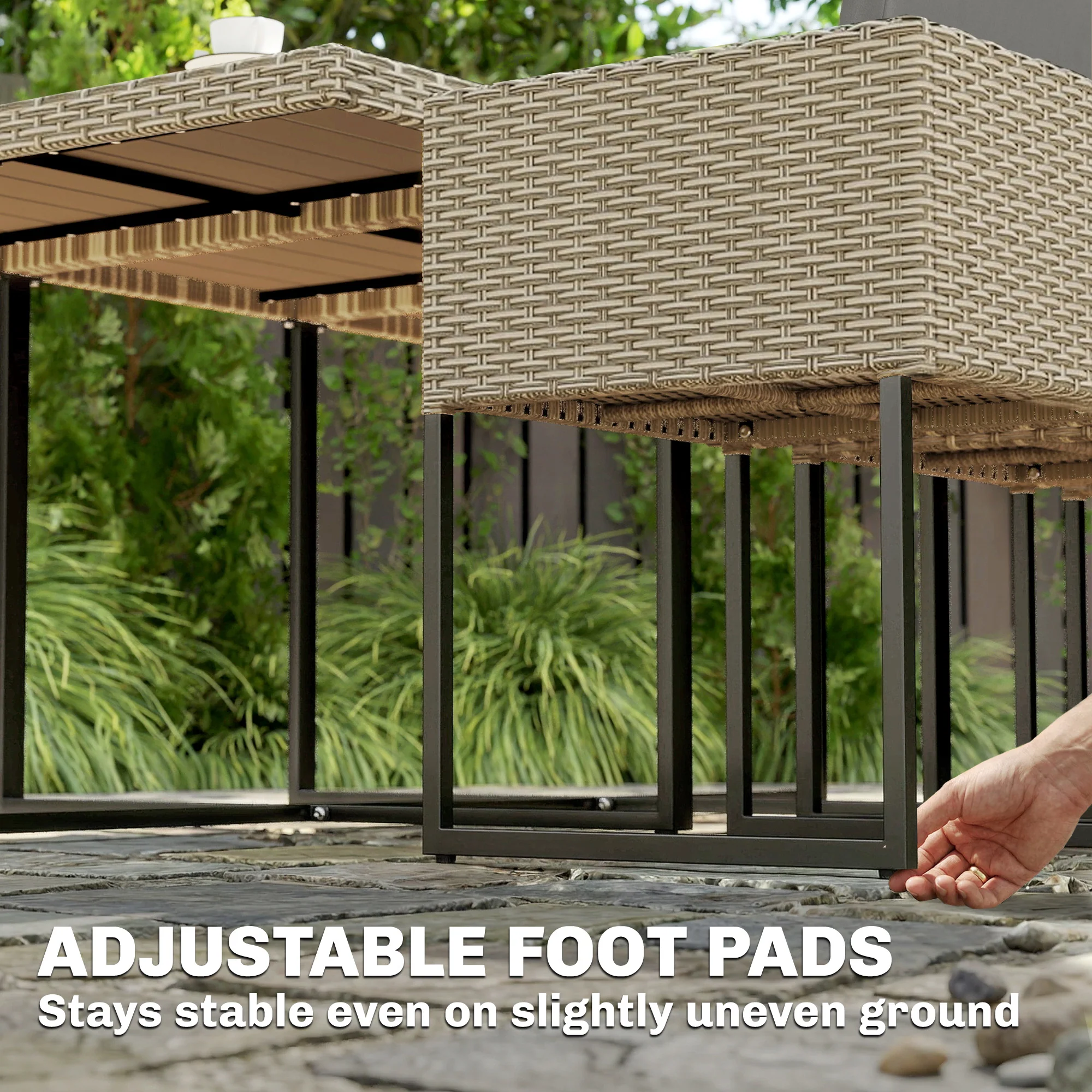 Outsunny Rattan Garden Furniture Set, Rattan Table and Chairs with Cushions - Image 9