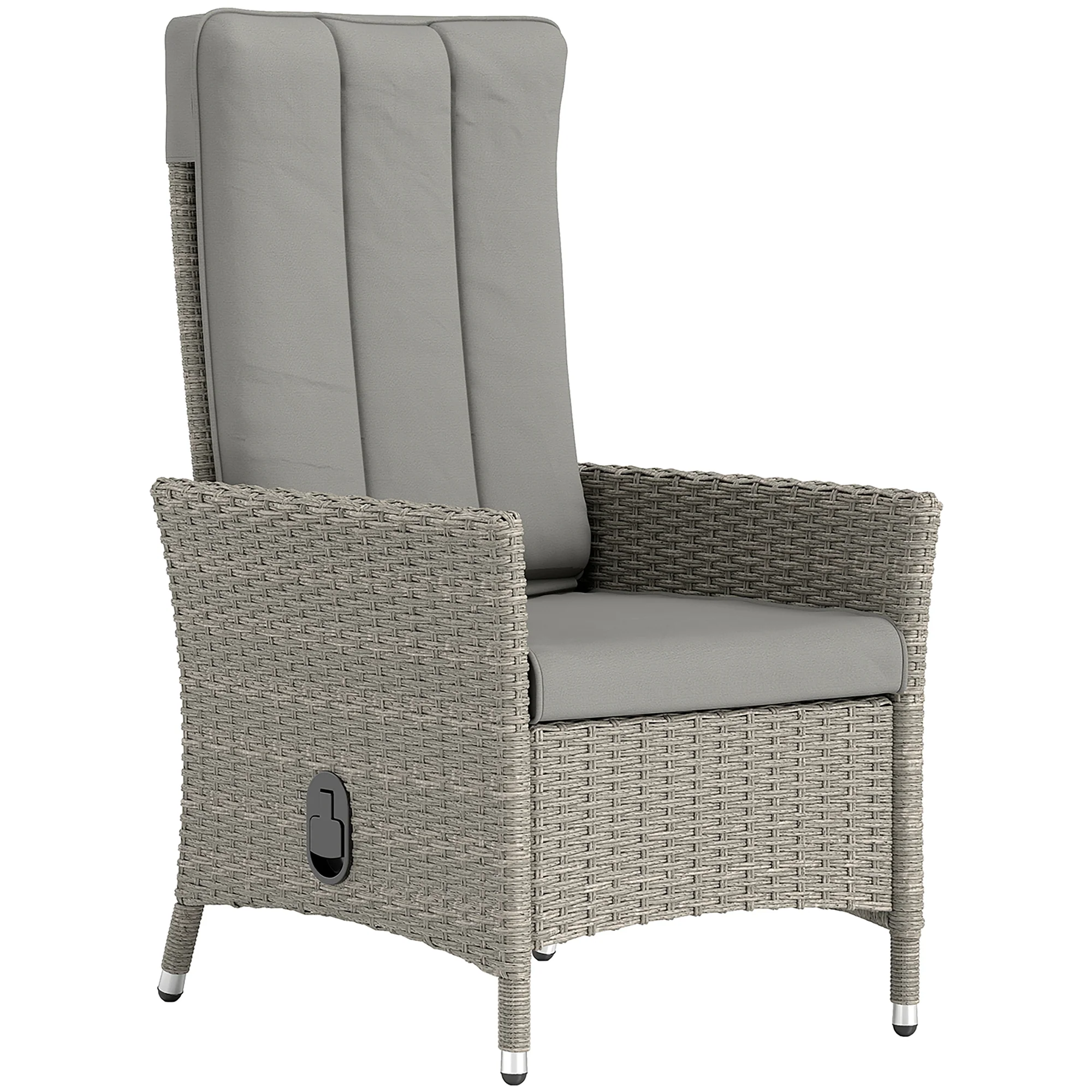 Outsunny Rattan Garden Recliner Chair with Adjustable Backrest