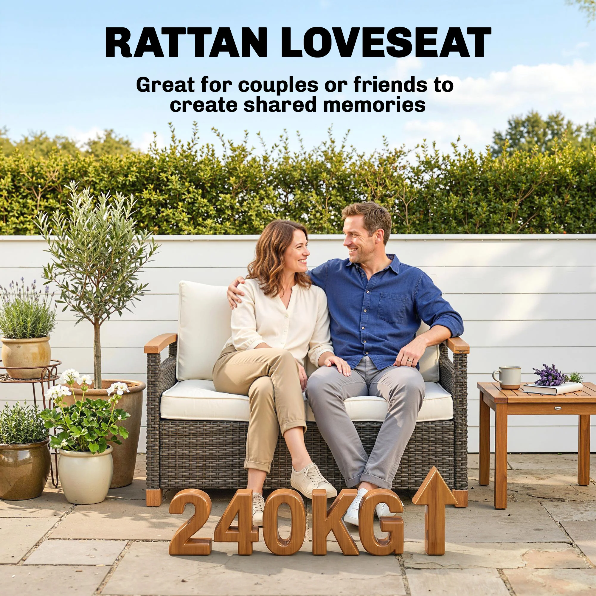 Outsunny Rattan Garden Sofa With Cushioned Wide Seats Brown - Image 17