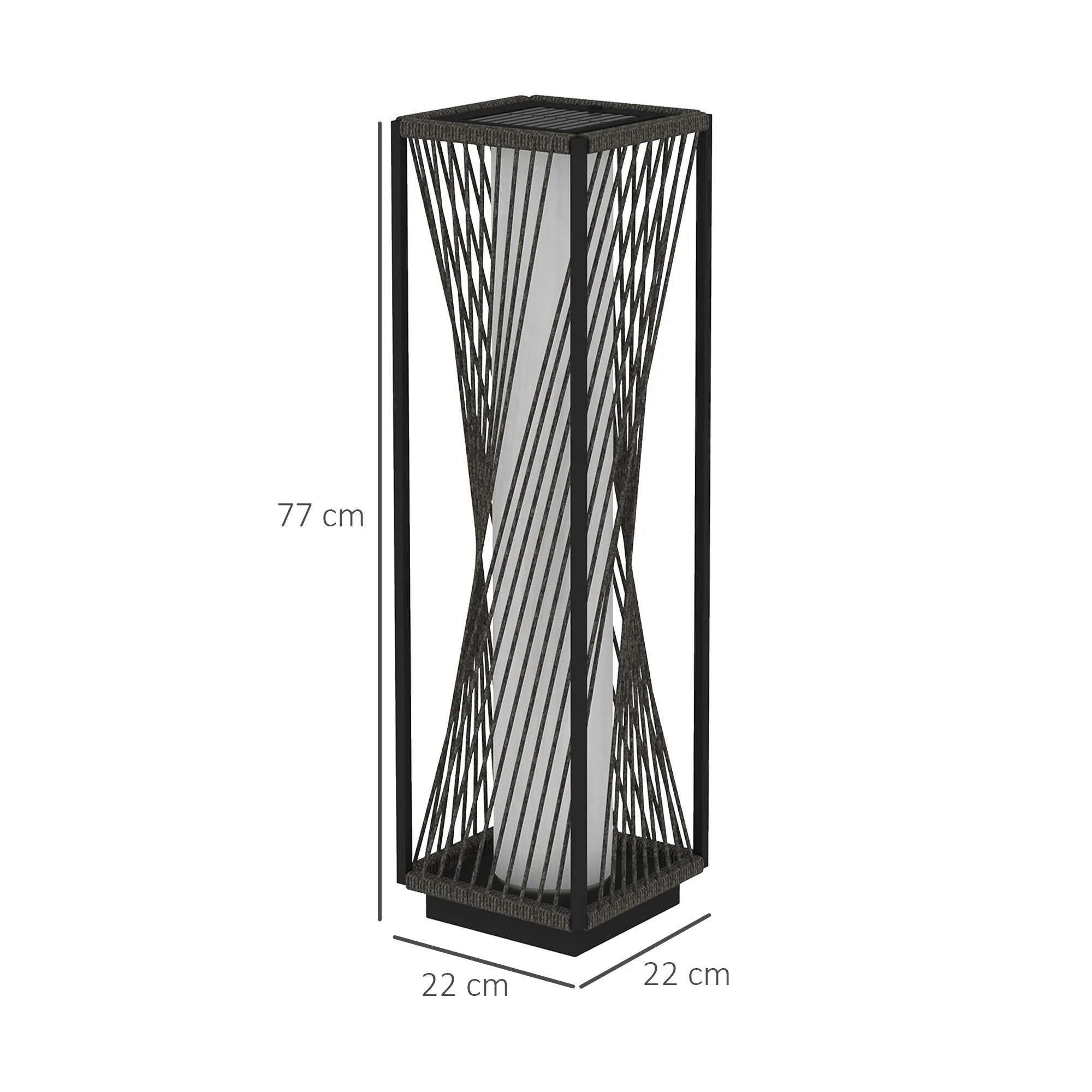Outsunny Rattan Solar Floor Lamp, Auto On/Off LED Garden Lights, Grey - Image 5
