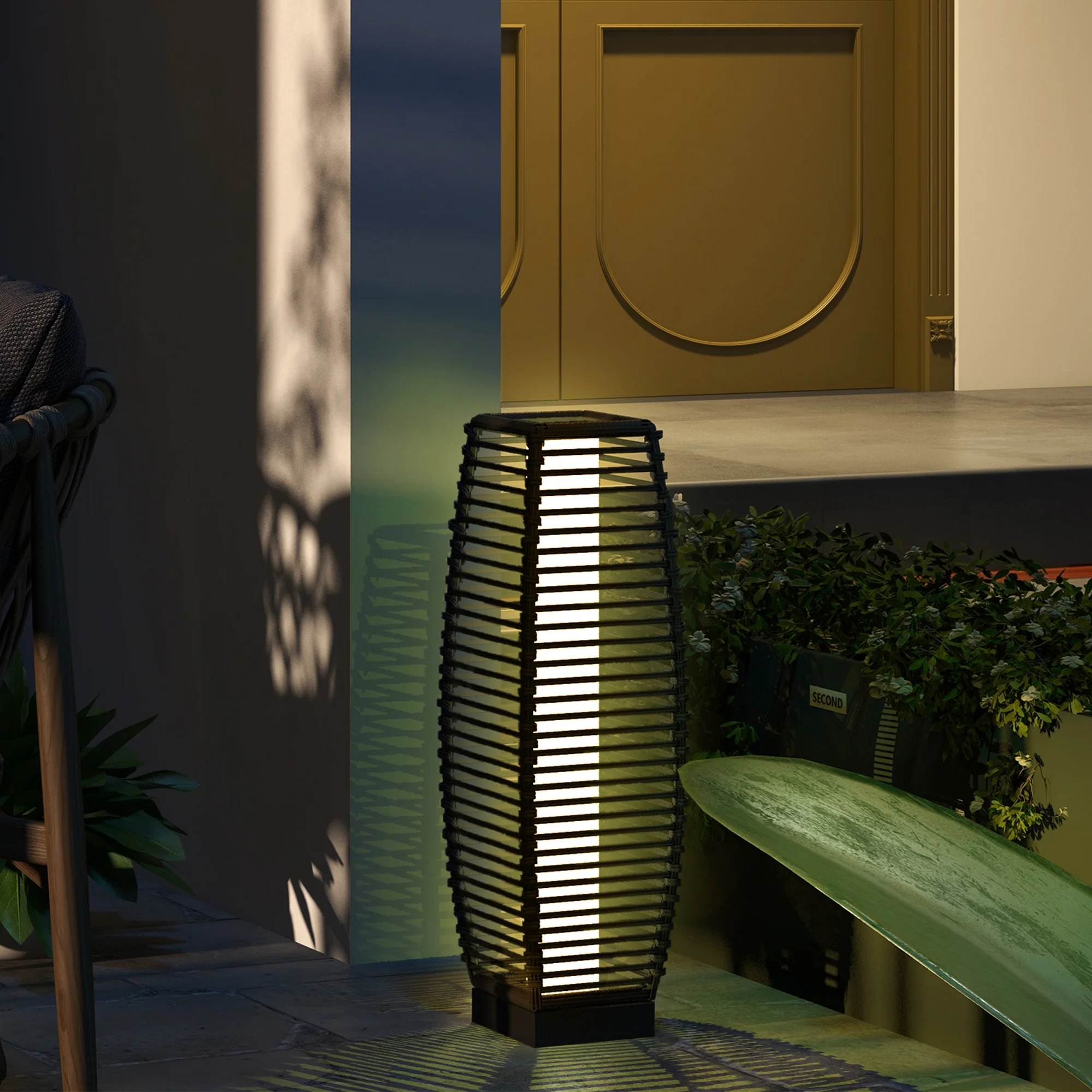 Outsunny Rattan Solar Floor Lamp W/ Auto On/Off LED Light For Porch, Yard - Image 11