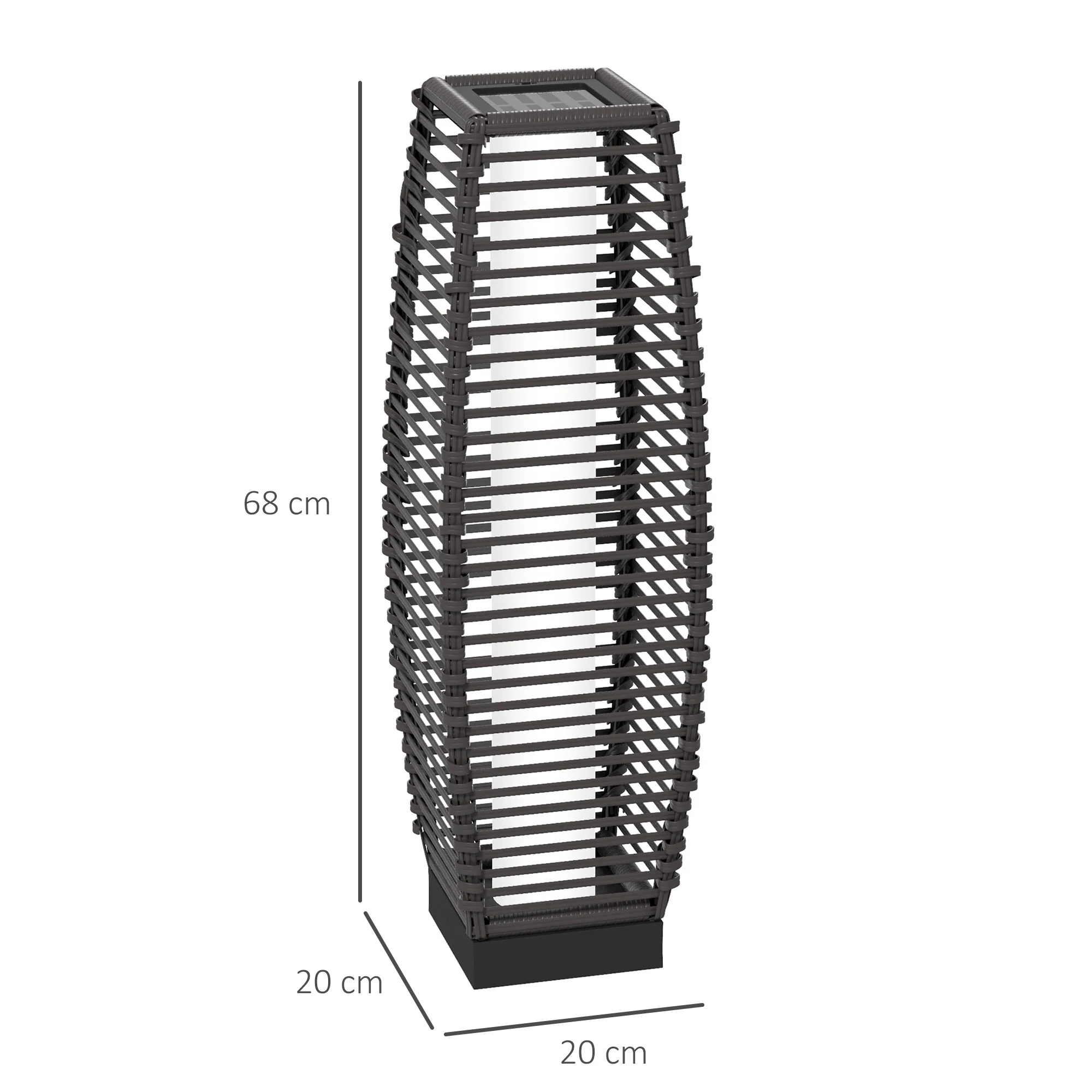 Outsunny Rattan Solar Floor Lamp W/ Auto On/Off LED Light For Porch, Yard - Image 12
