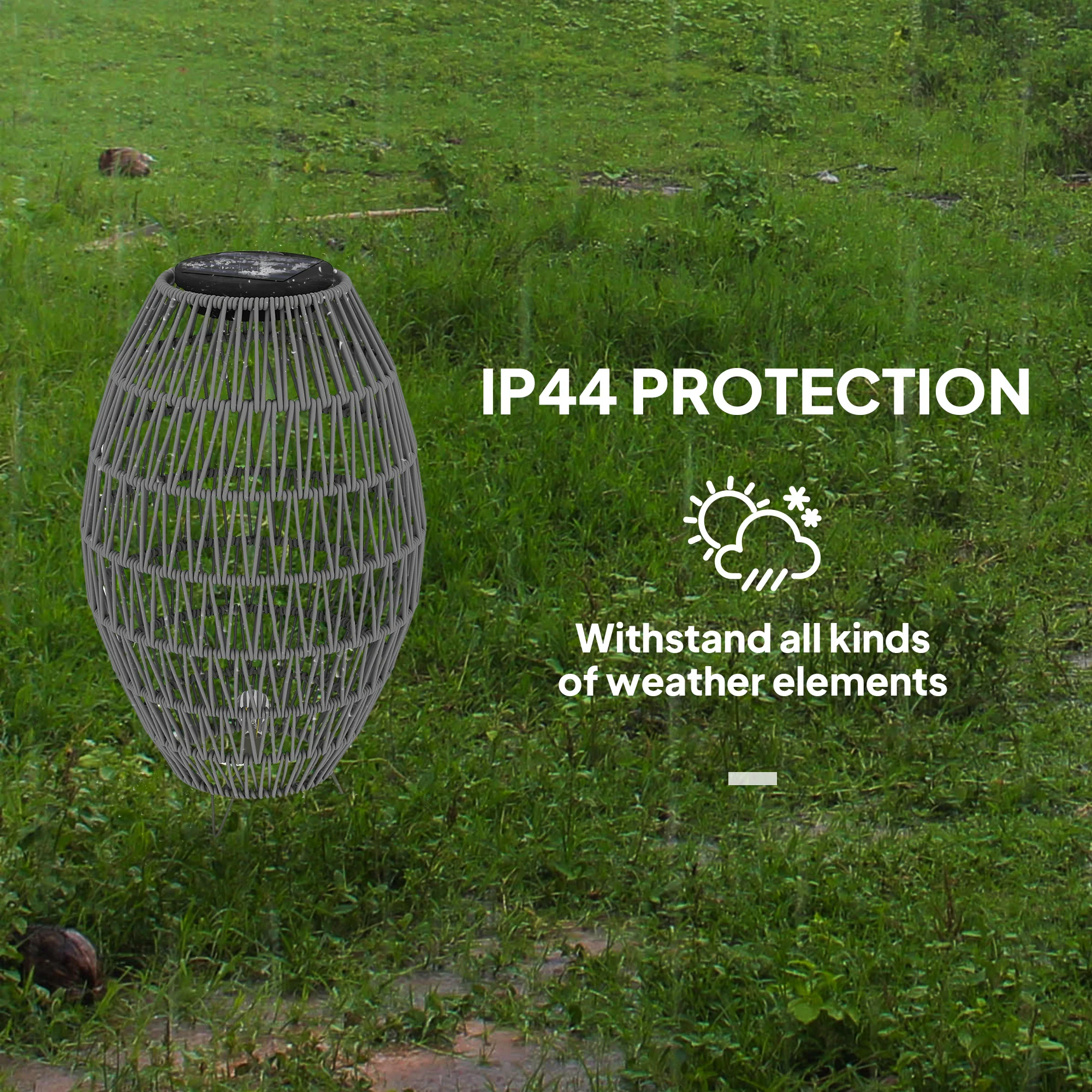 Outsunny Rattan Solar Lamp, Auto On/Off Garden Lantern - Image 16