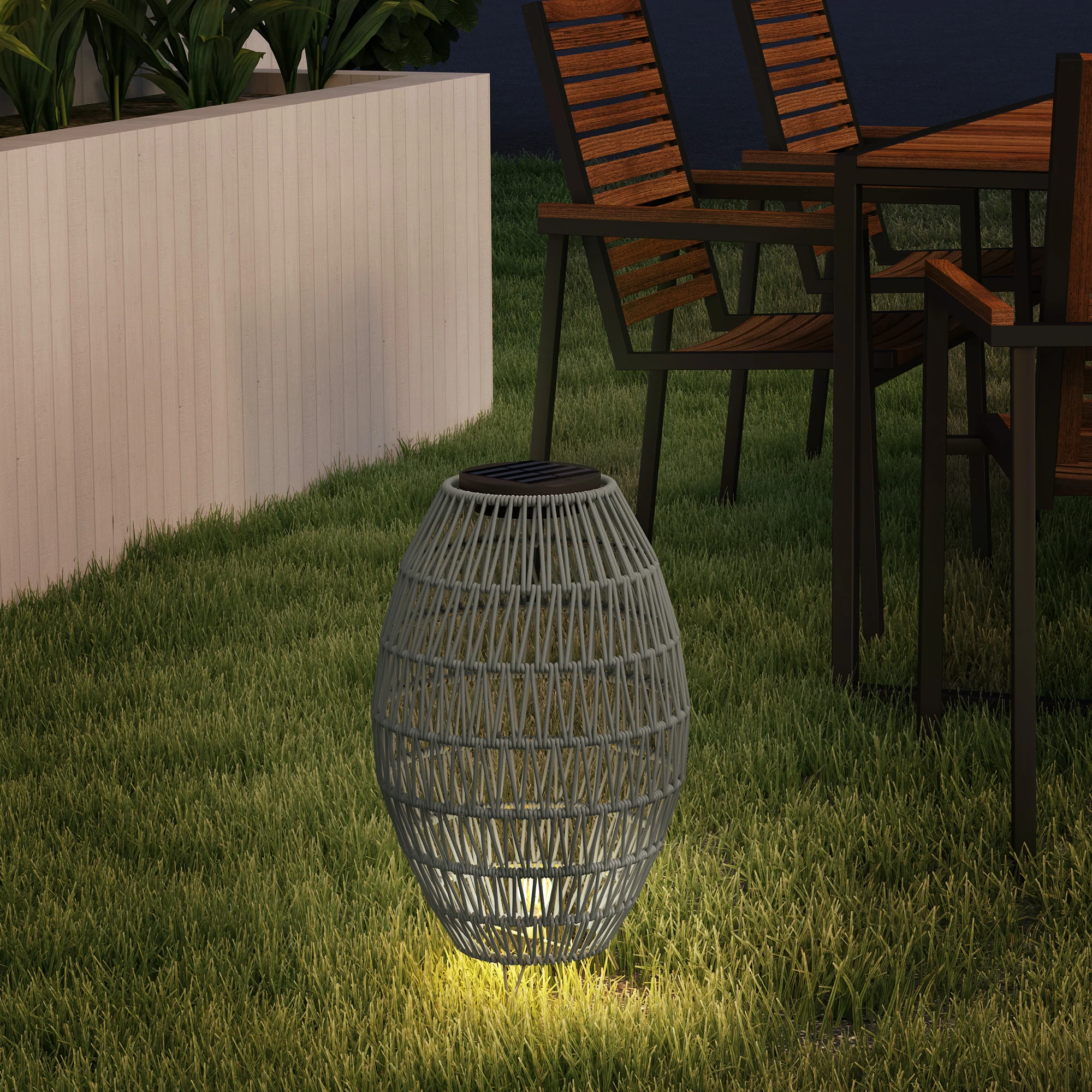 Outsunny Rattan Solar Lamp, Auto On/Off Garden Lantern - Image 17