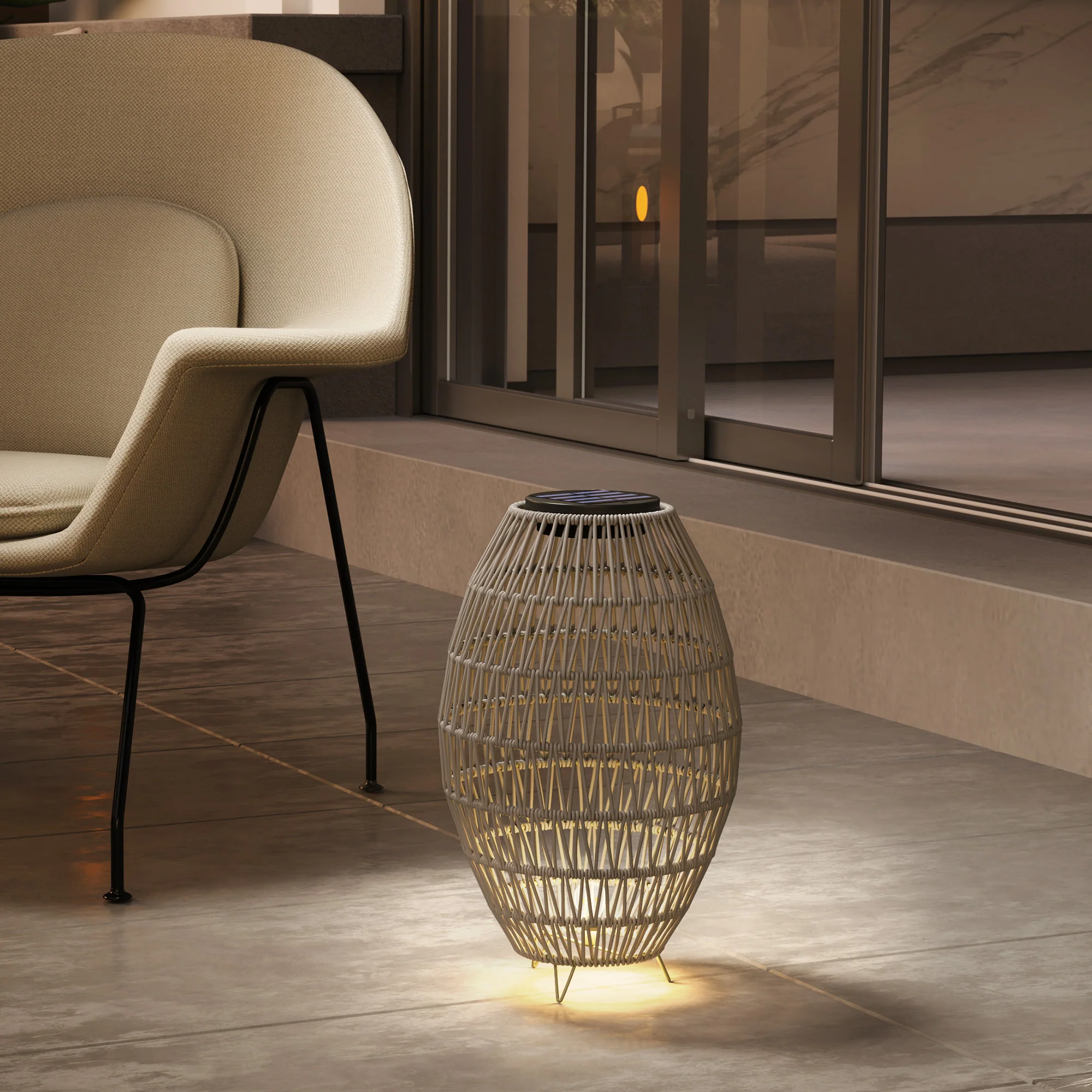 Outsunny Rattan Solar Lamp, Auto On/Off Garden Lantern - Image 18