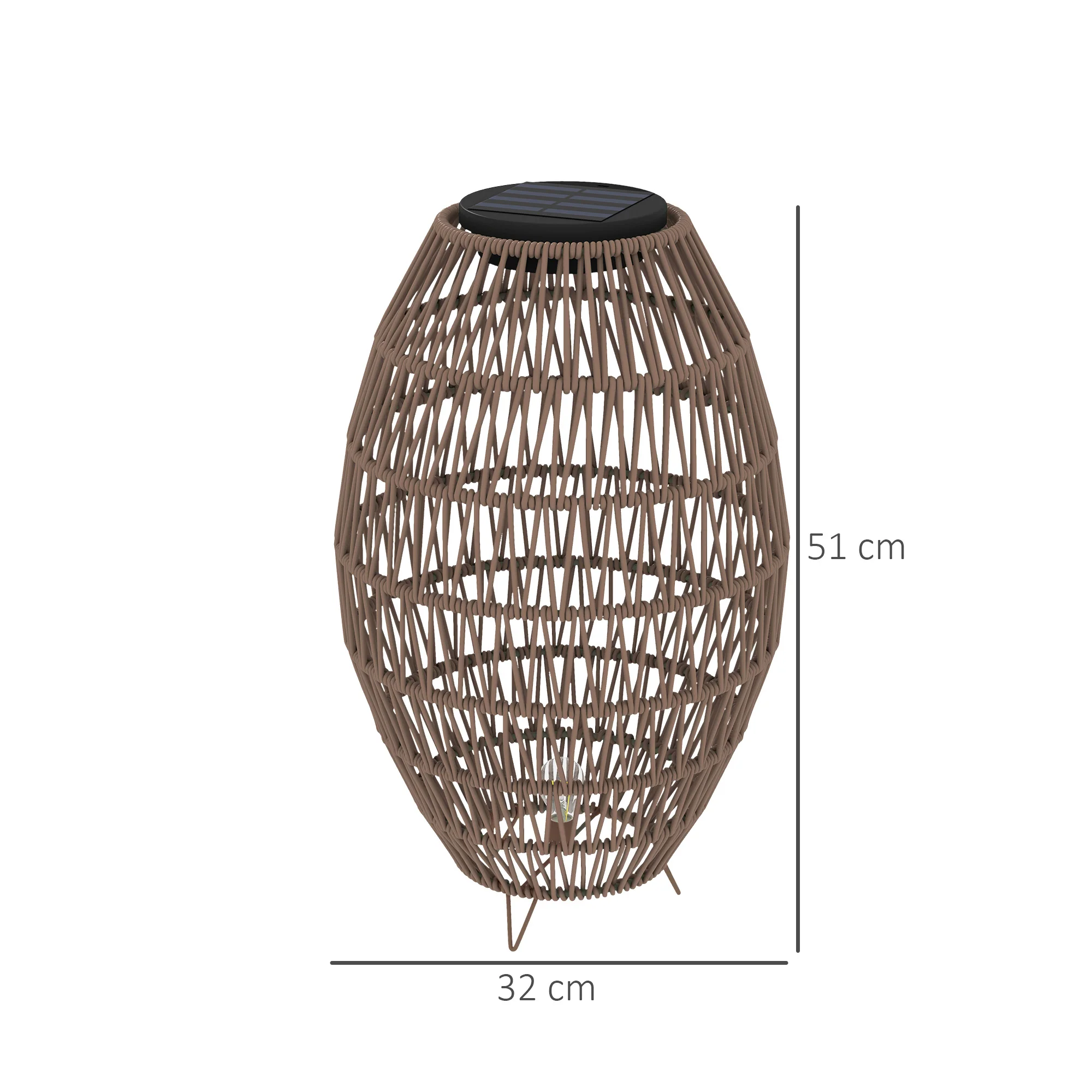 Outsunny Rattan Solar Lamp, Auto On/Off Garden Lantern - Image 5