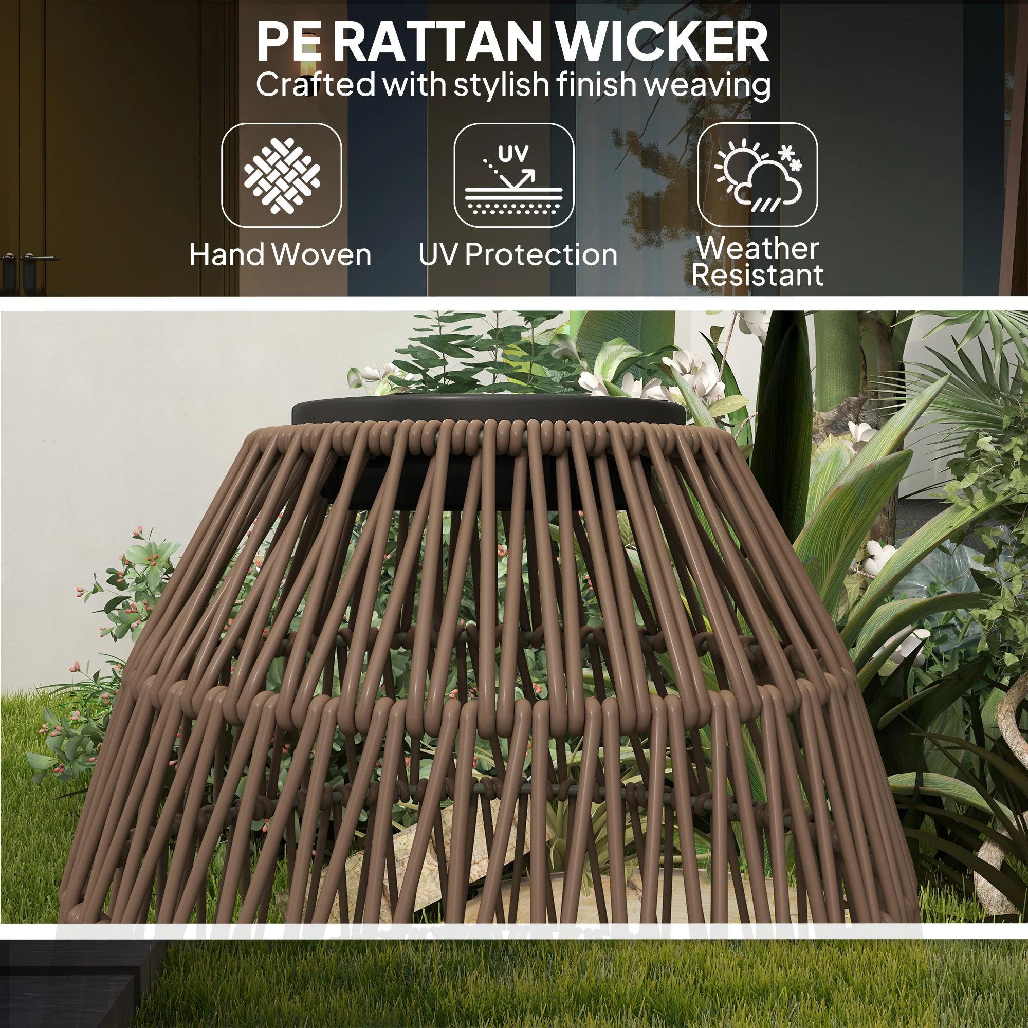 Outsunny Rattan Solar Lamp, Auto On/Off Garden Lantern - Image 6