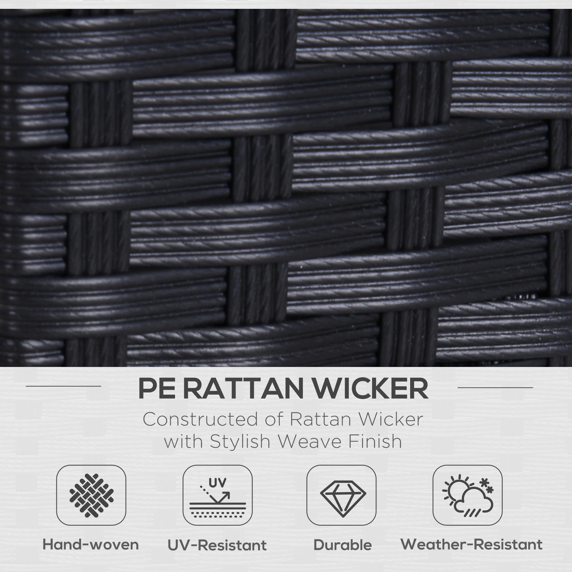 Outsunny Rattan Wicker 2-seat Sofa Loveseat Padded Garden Furniture Black - Image 3