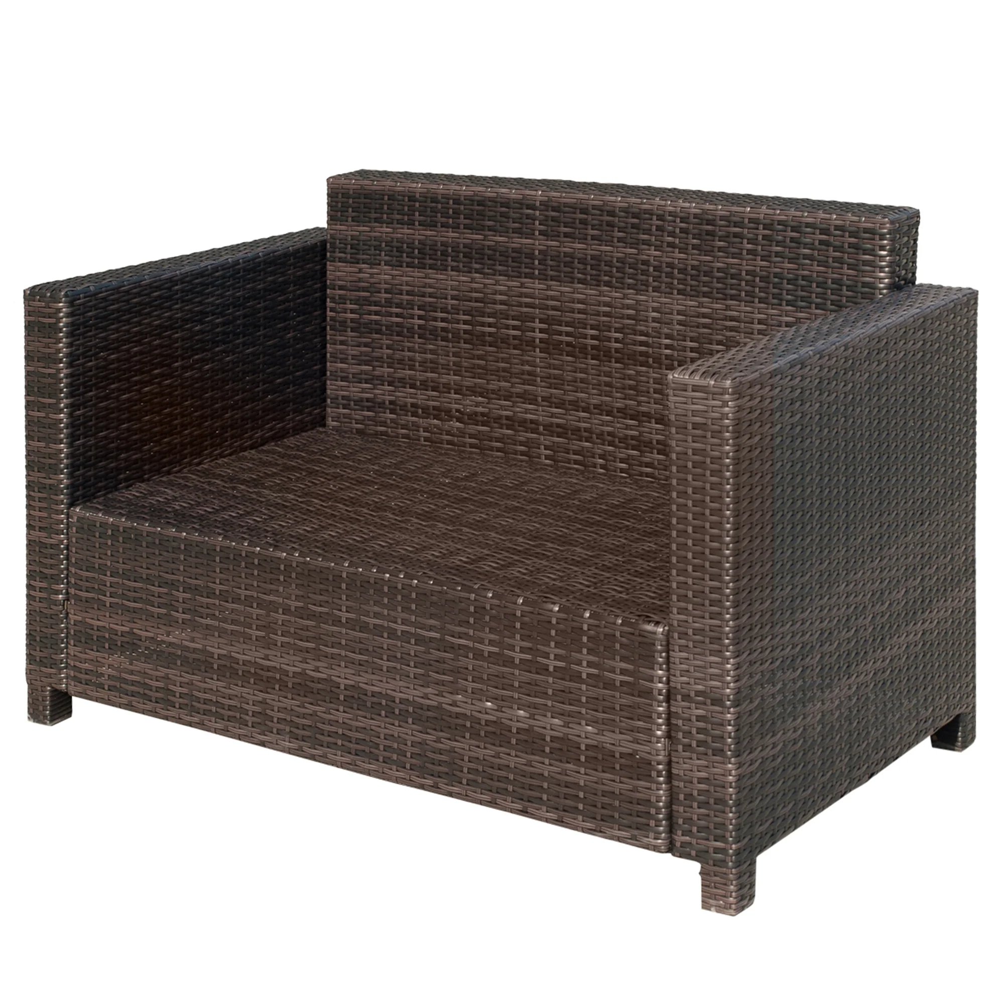 Outsunny Rattan Wicker 2-seat Sofa Loveseat Padded Garden Furniture Brown - Image 17
