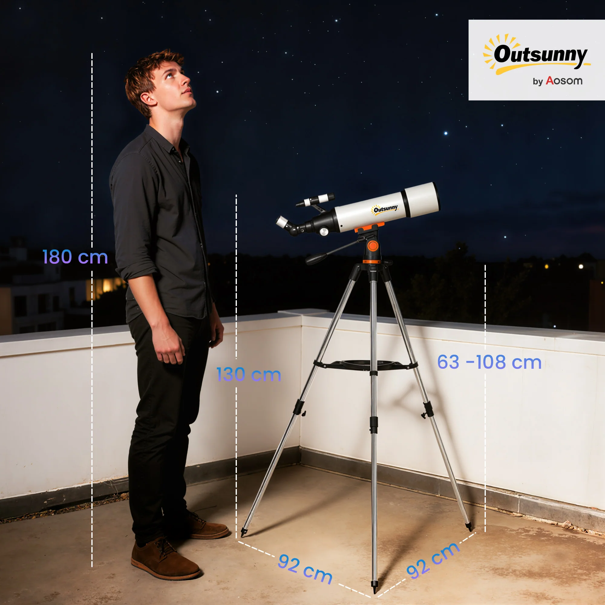 Outsunny Refractor Astronomy Telescope with Aperture, Carry Bag, White - Image 14