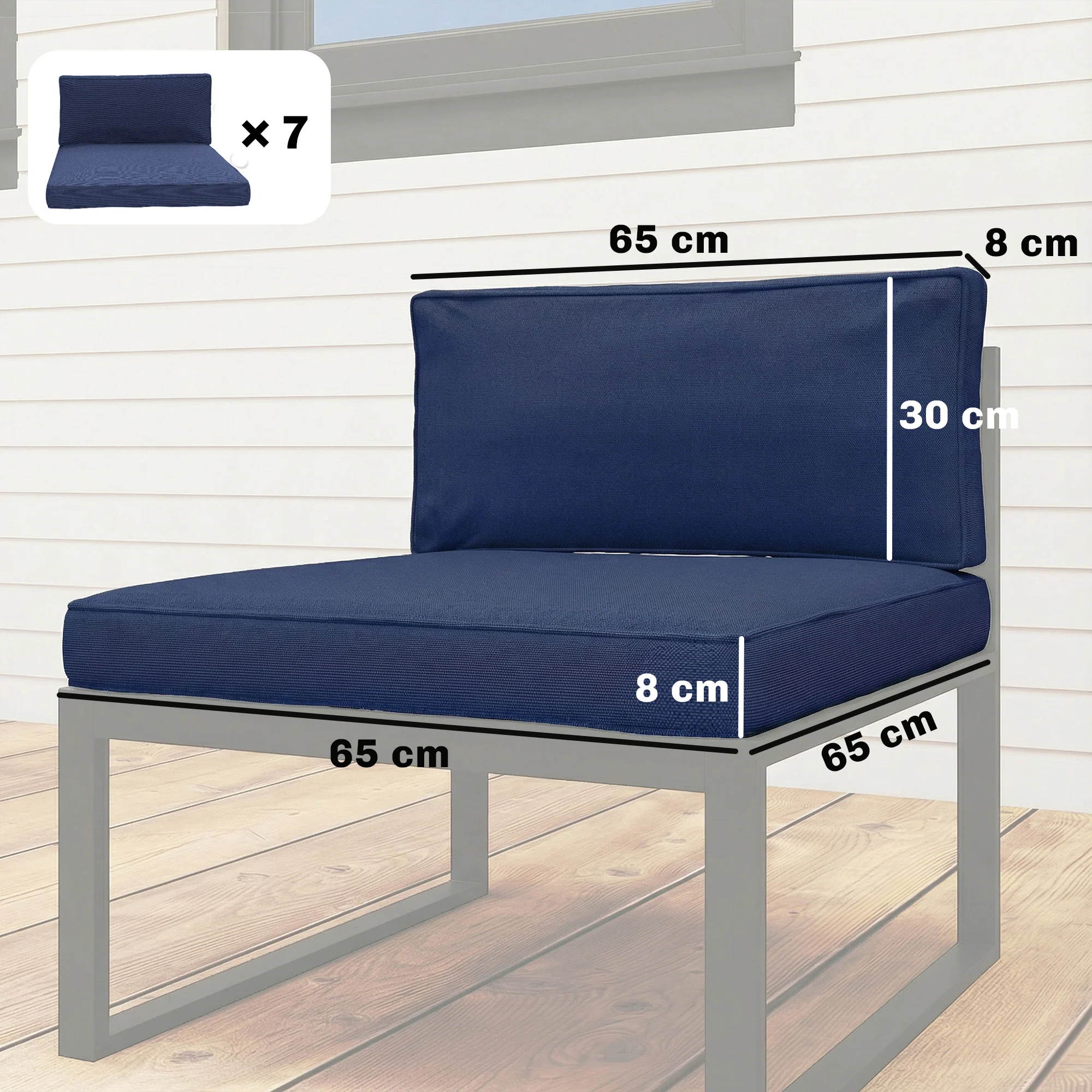 Outsunny Replacement Cushions for Outdoor Furniture Garden Seat Cushion Pad - Image 3