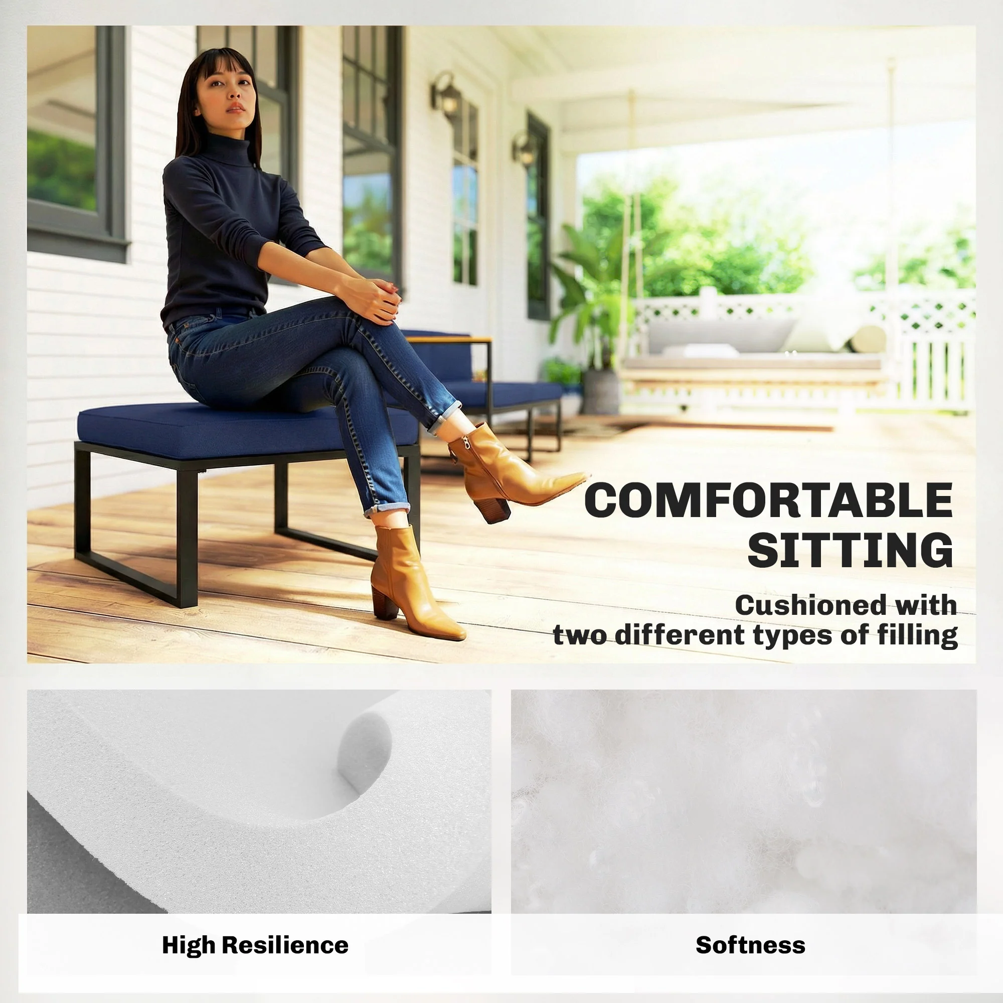 Outsunny Replacement Cushions for Outdoor Furniture Garden Seat Cushion Pad - Image 4