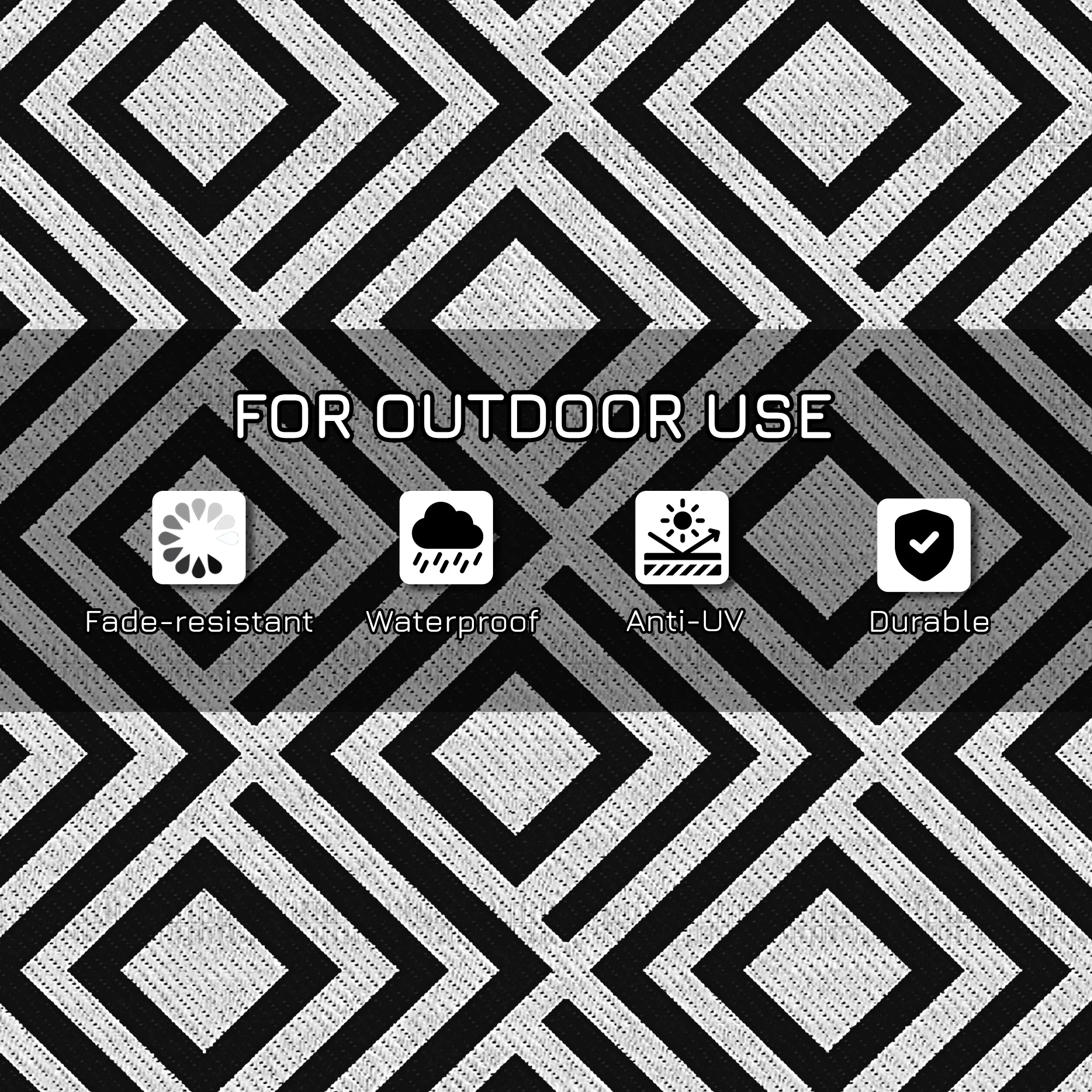 Outsunny Reversible Waterproof Outdoor Rug W/ Carry Bag, 182 x 274 cm, Black - Image 7